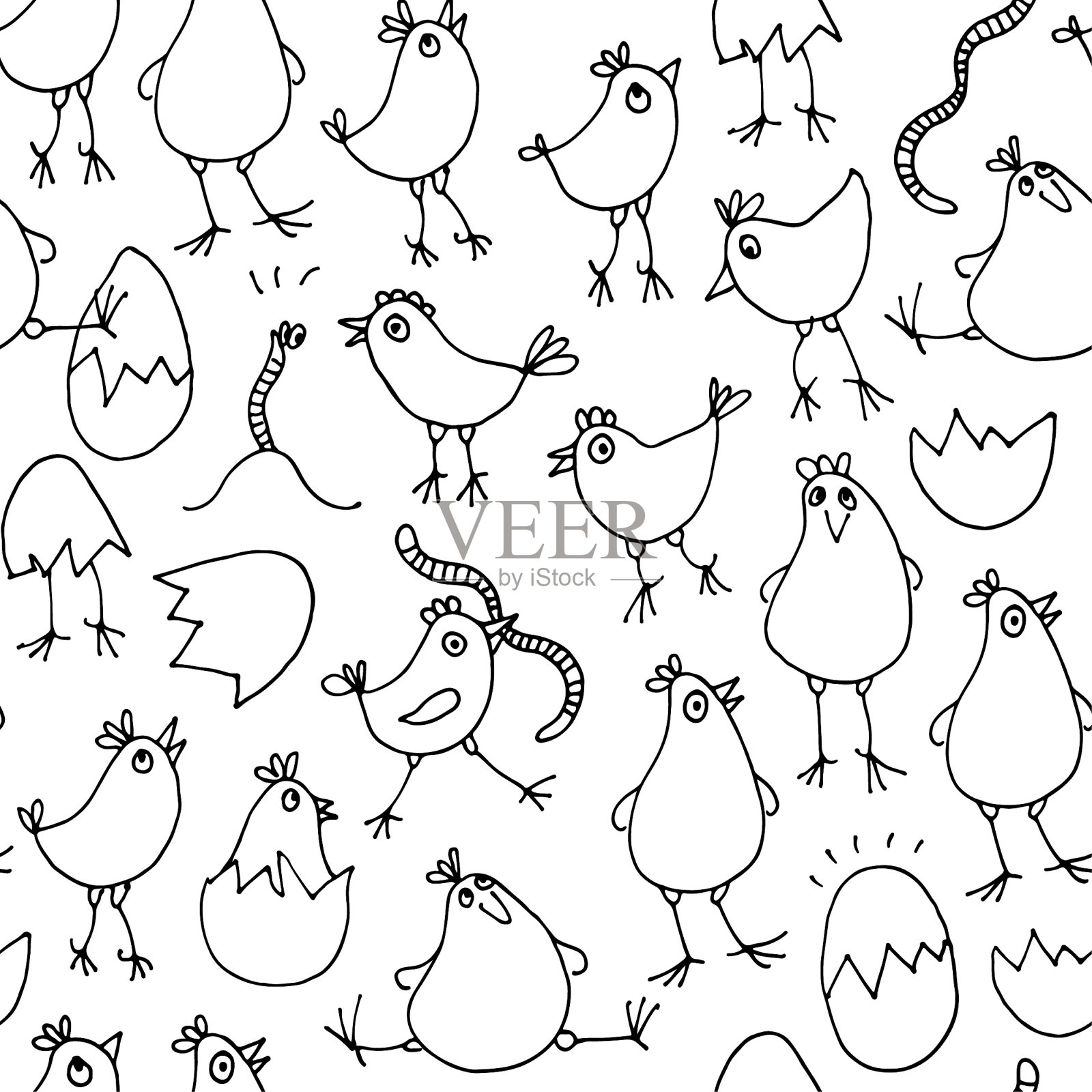 小小鸡的洗礼无缝背景插画图片素材