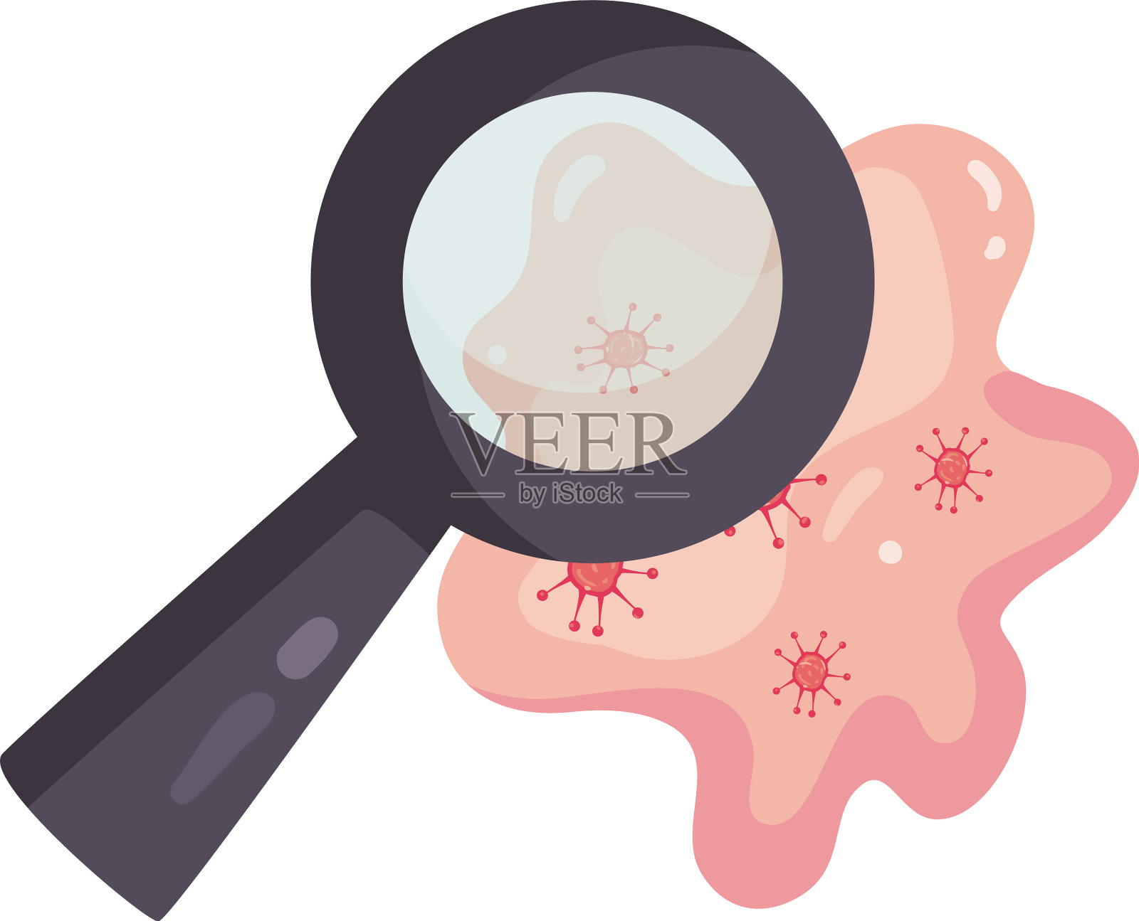 带有covid - 19病毒平面风格图标的Lupe设计元素图片