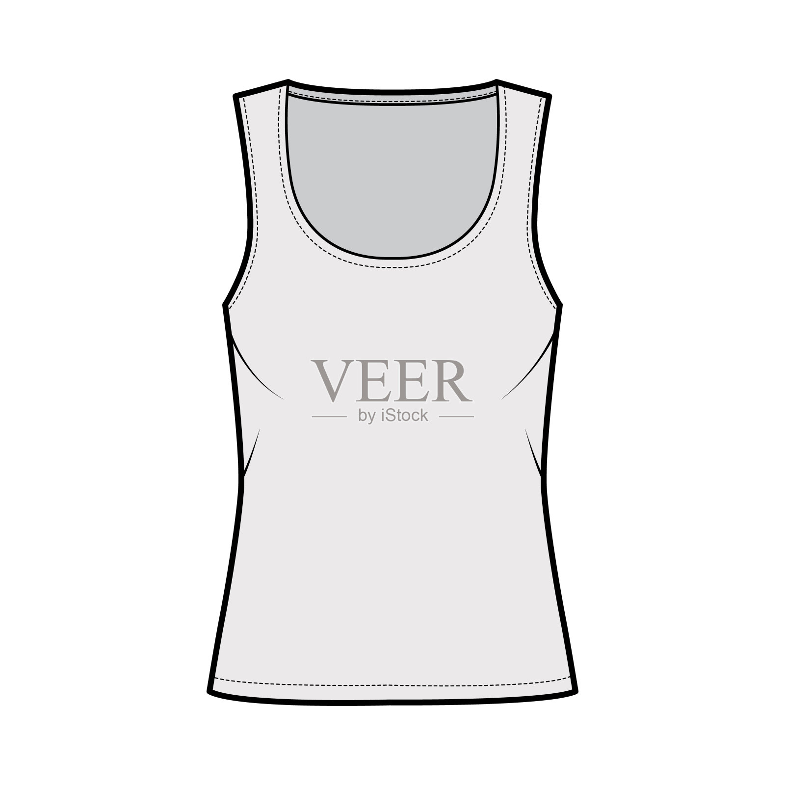 棉背心技术时尚插图与轻松适合，宽勺领口，无袖。平用旧卡米插画图片素材