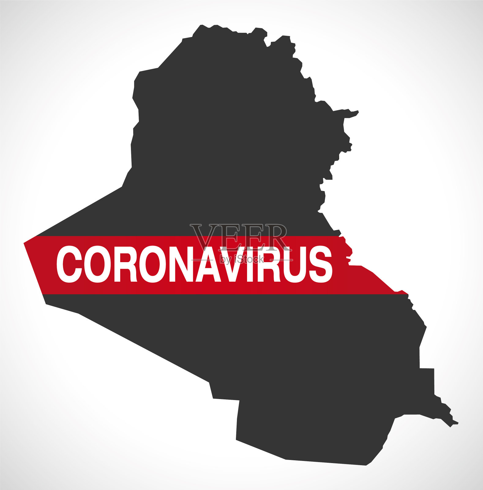 伊拉克地图与冠状病毒警告插画图片素材