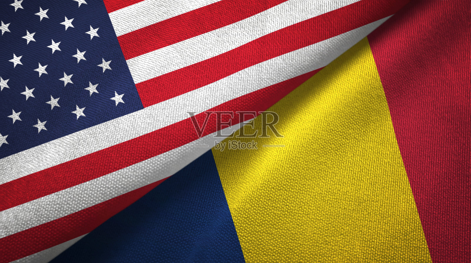 美国和乍得两旗纺织品布照片摄影图片