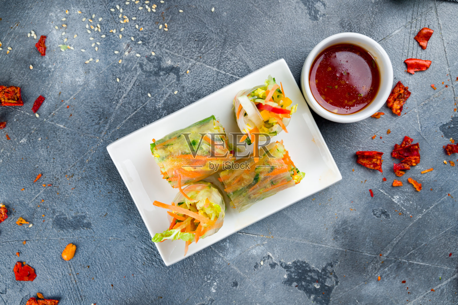 素食春卷越南菜照片摄影图片