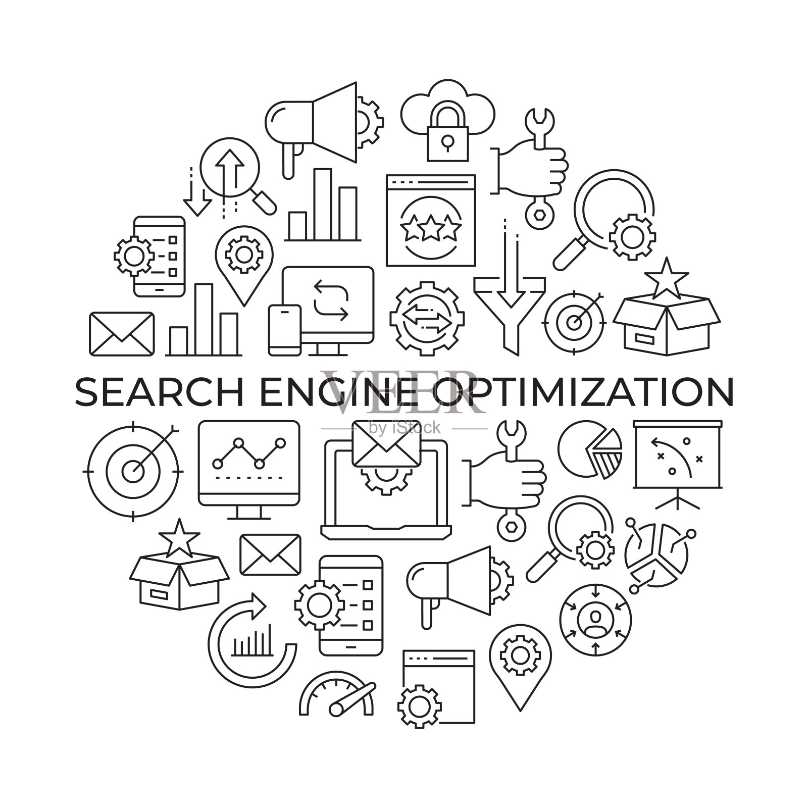 搜索引擎优化图标模式设计插画图片素材