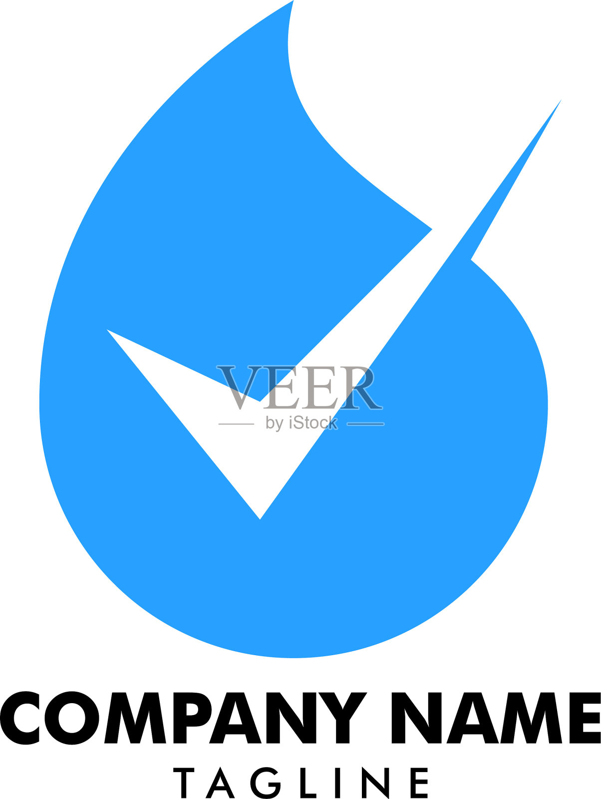 水滴和勾标标志的图标插画图片素材