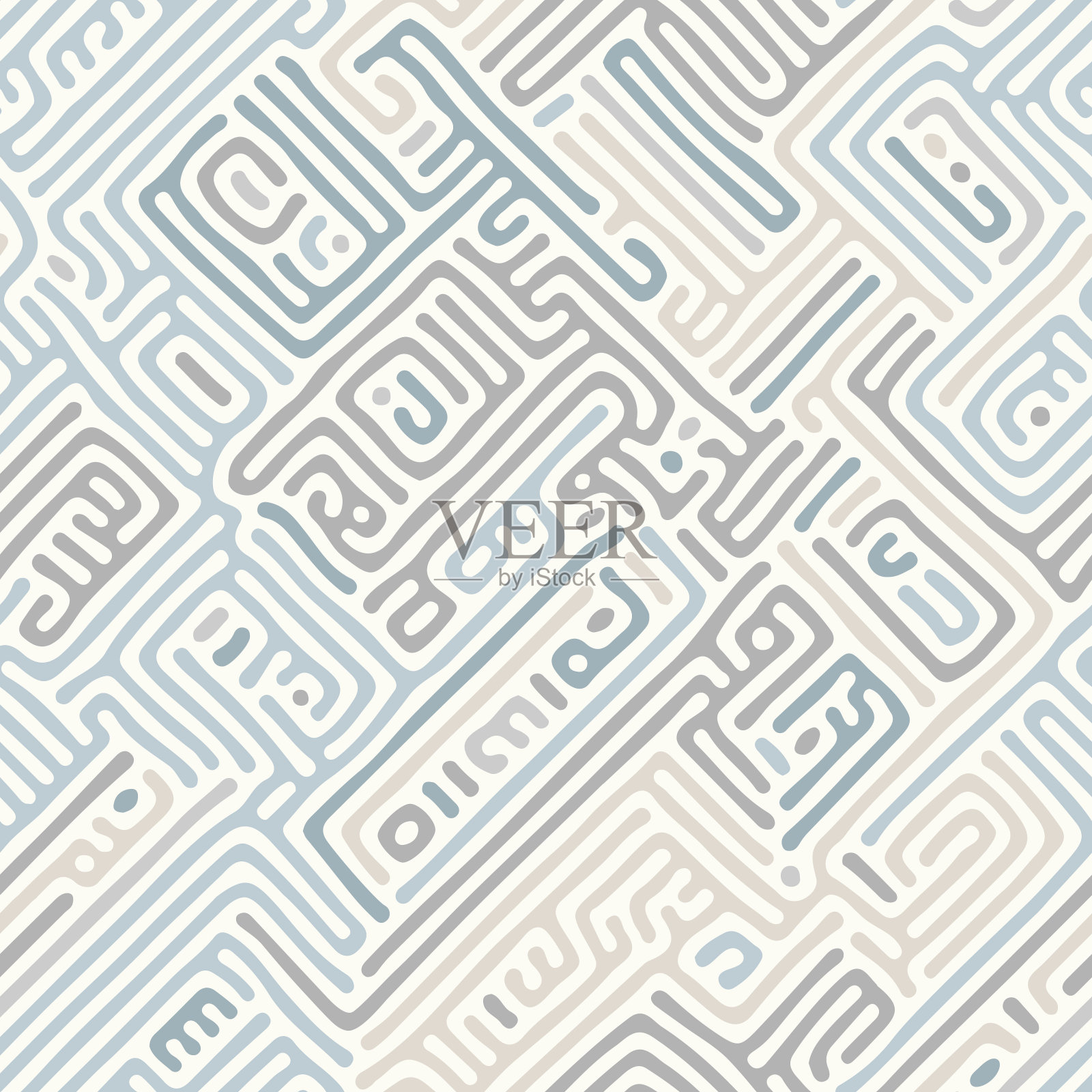 抽象有机背景、自然迷宫迷宫、反应扩散图案、有机形状无缝矢量图案插画图片素材