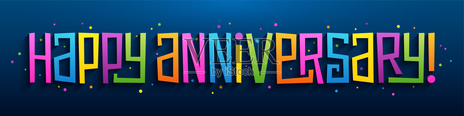 结婚纪念日快乐!色彩斑斓的贺卡插画图片素材