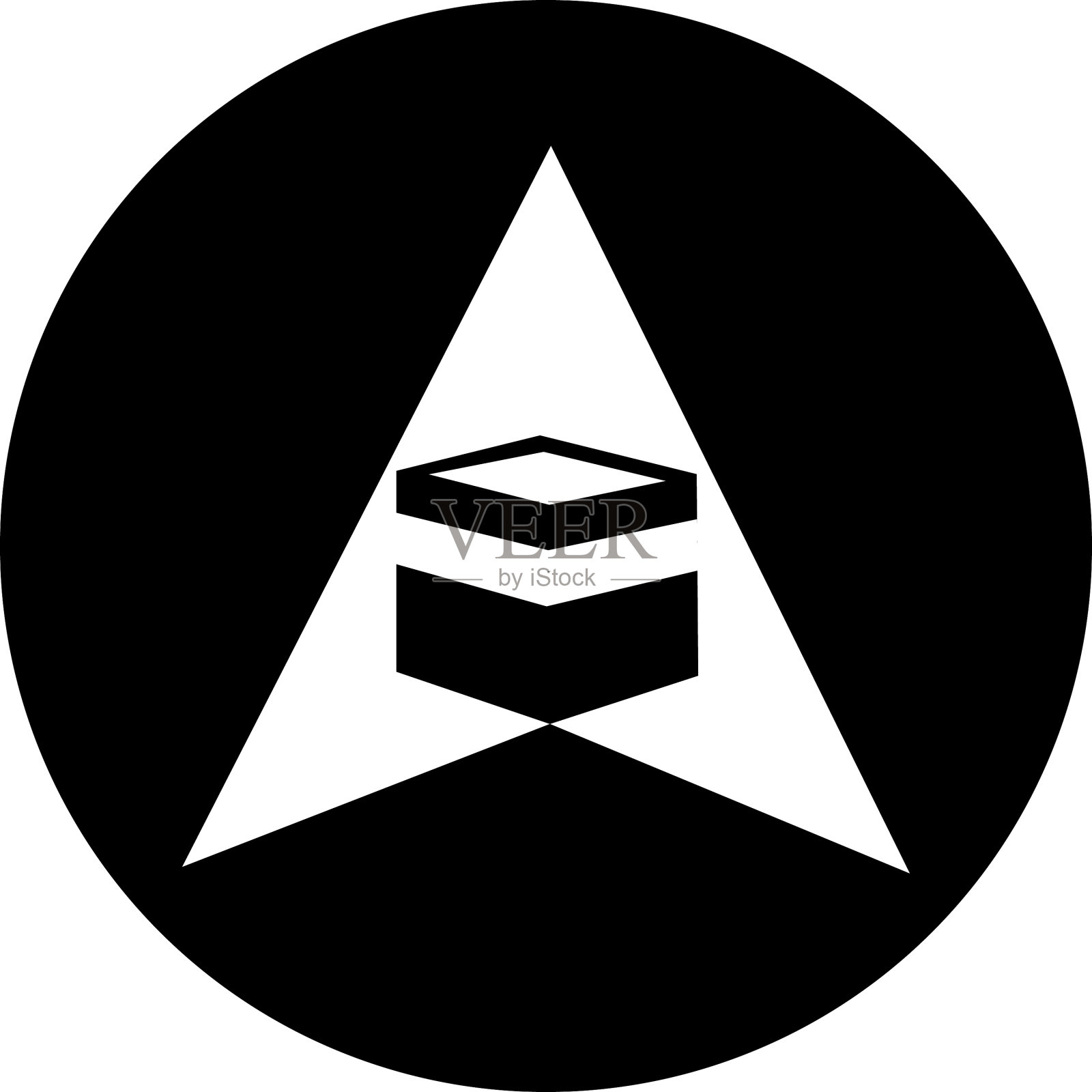 Qibla地图pin GPS在黑色圆圈图标插画图片素材