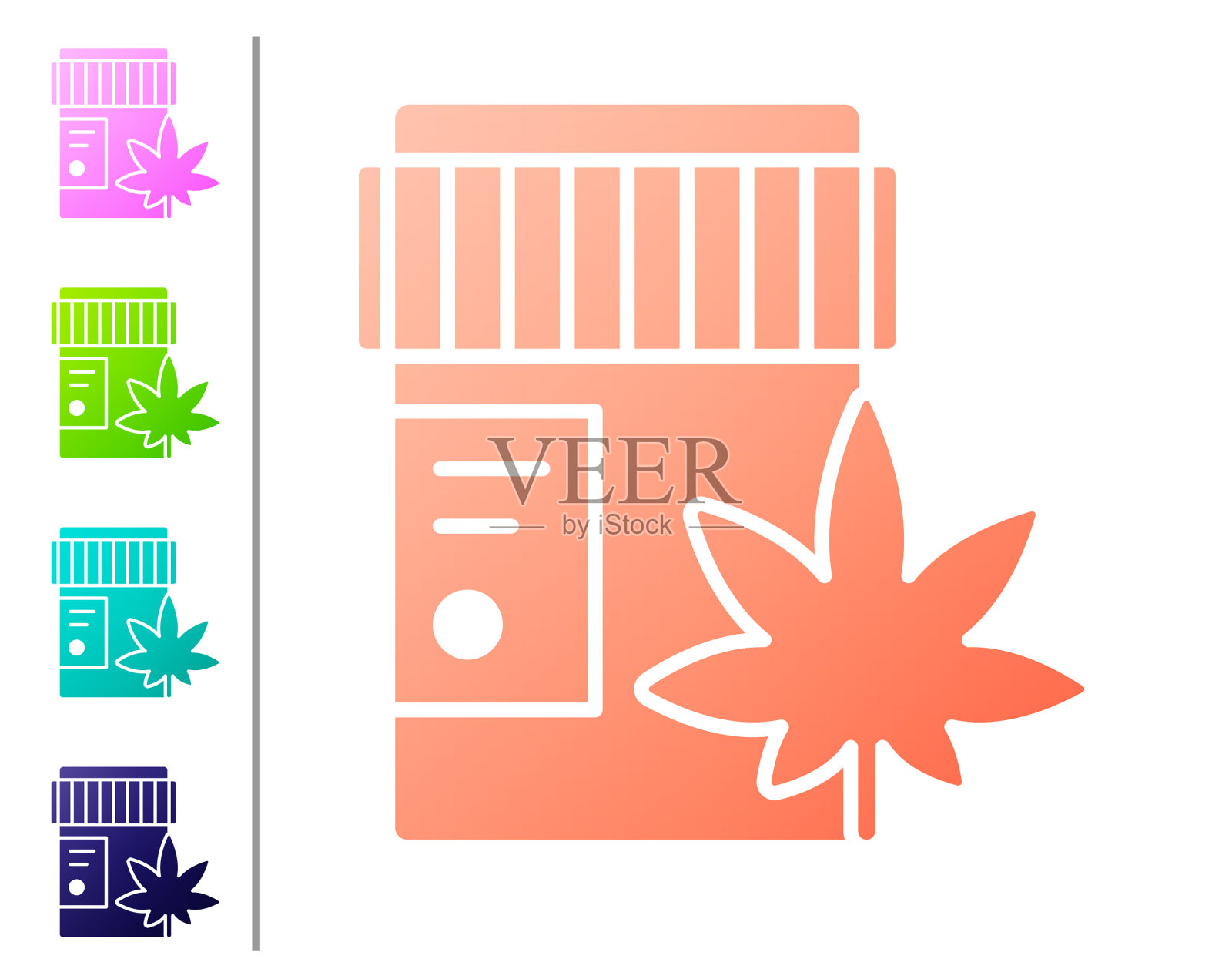 珊瑚药用瓶与大麻或大麻插画图片素材