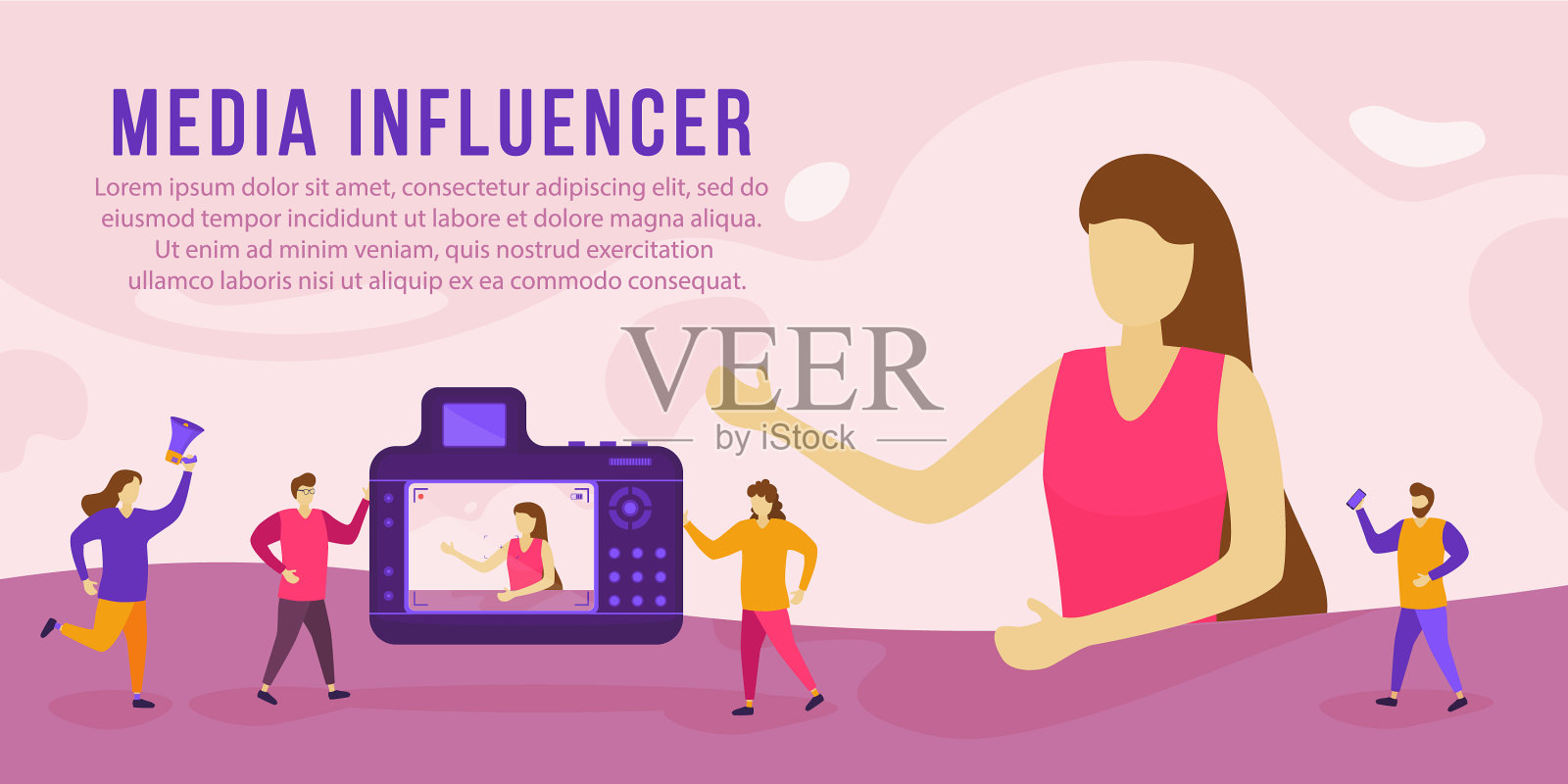 影响市场营销的概念插画图片素材