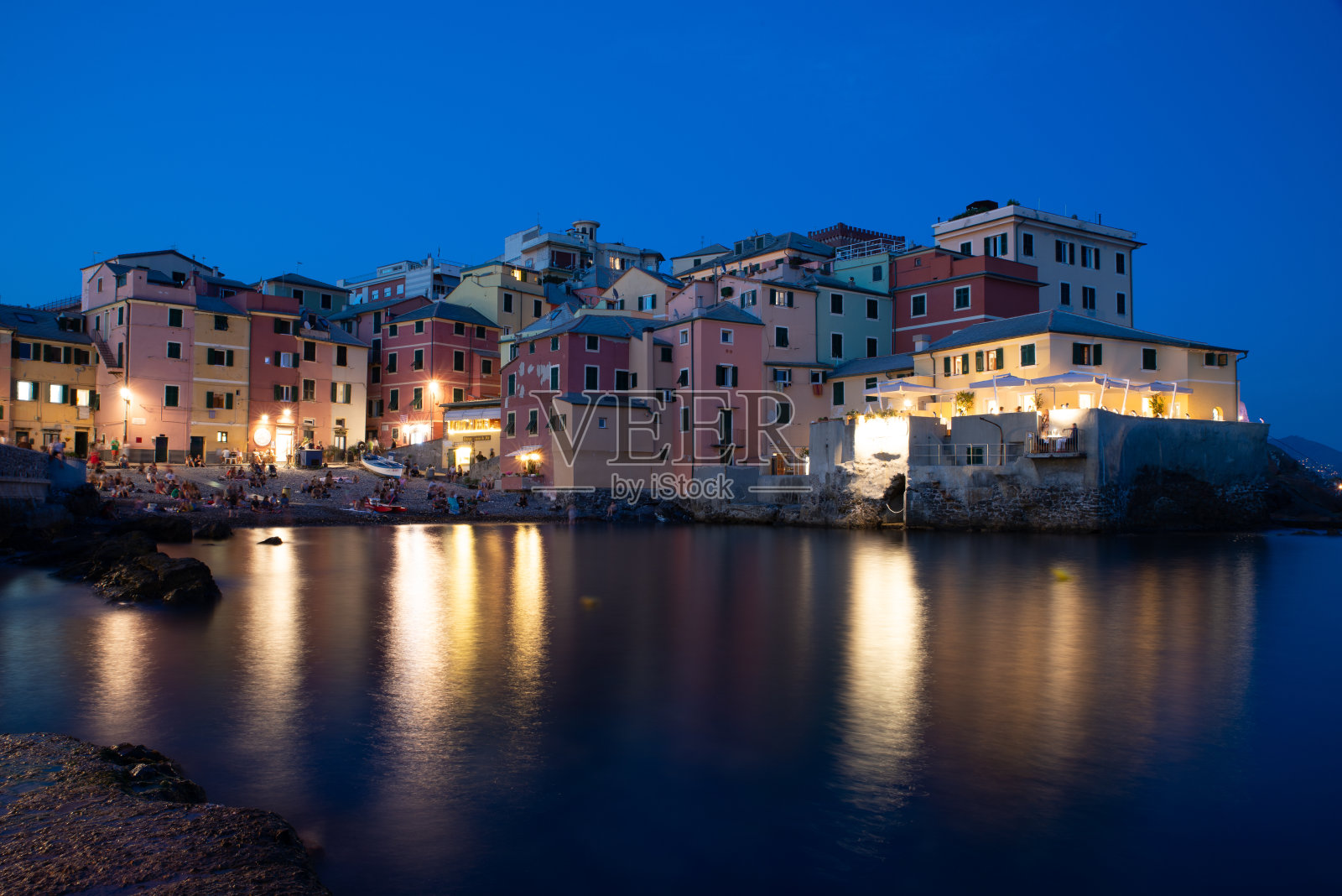 Boccadasse的夜景照片摄影图片