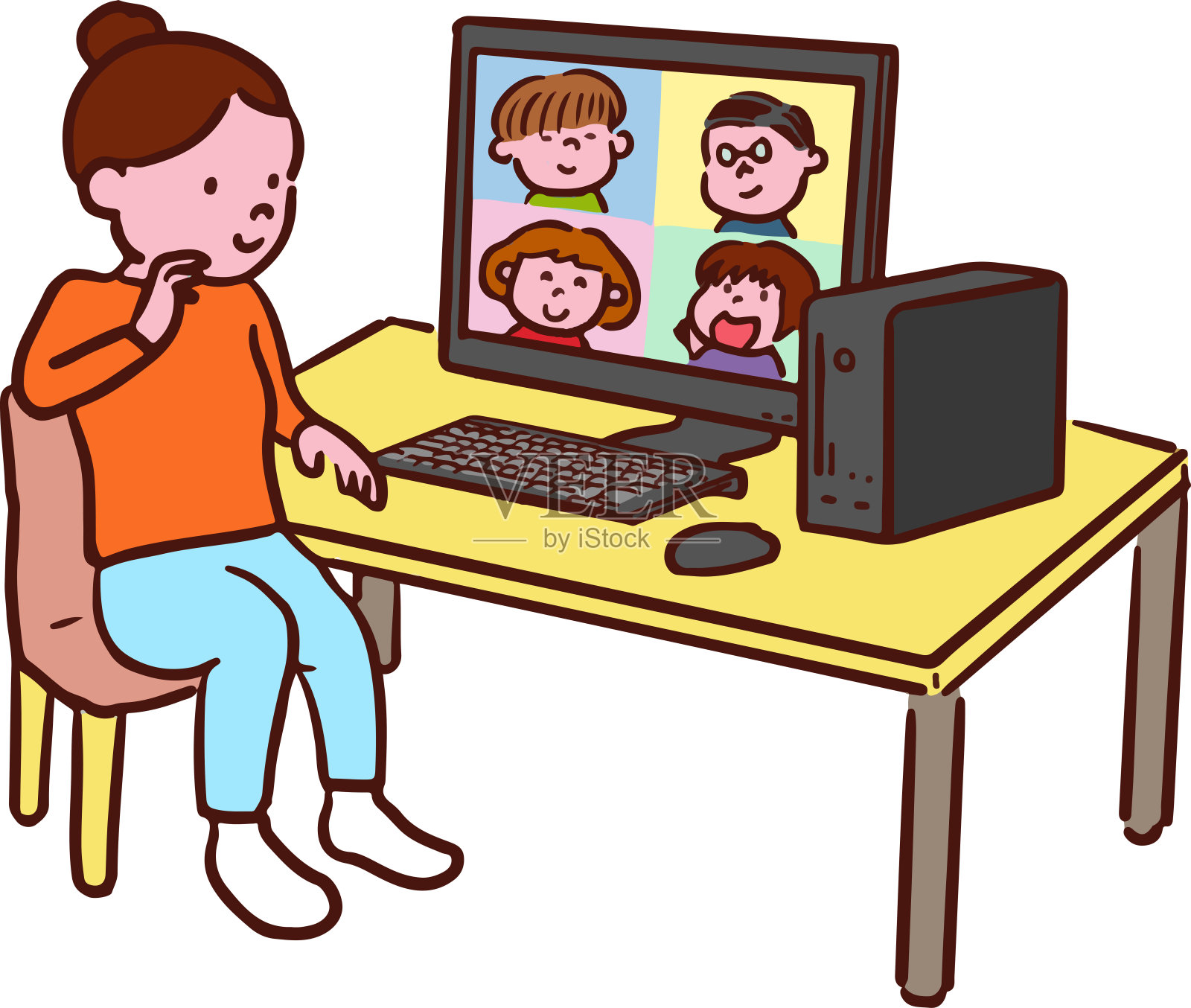 女性在线会议设计元素图片