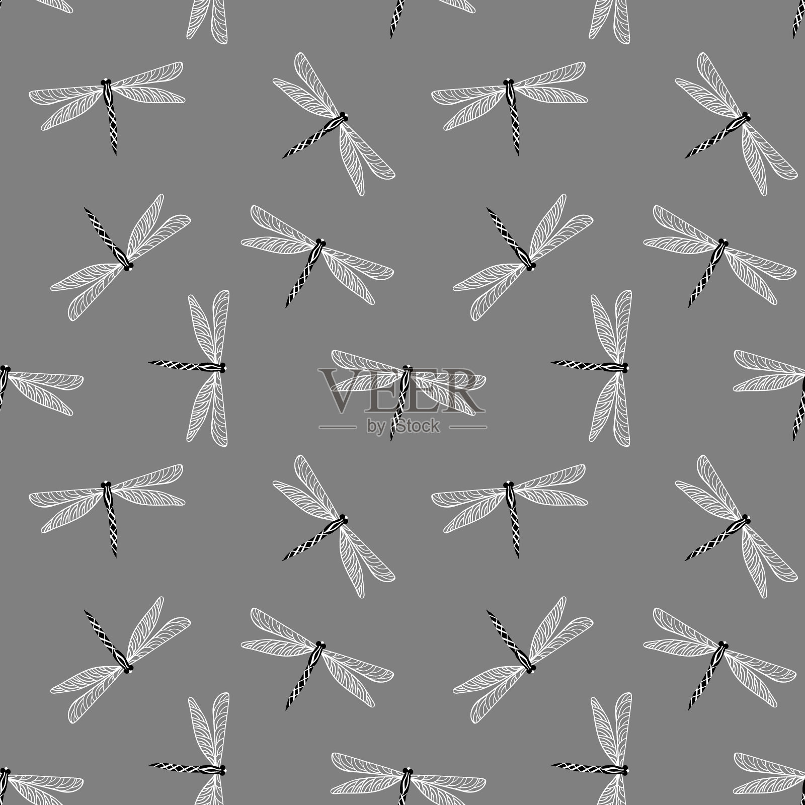 轻薄的印花与蜻蜓插画图片素材