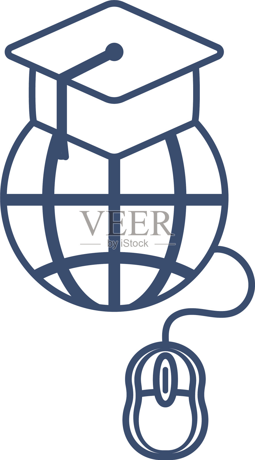 象征全球教育与毕业帽线图标素材