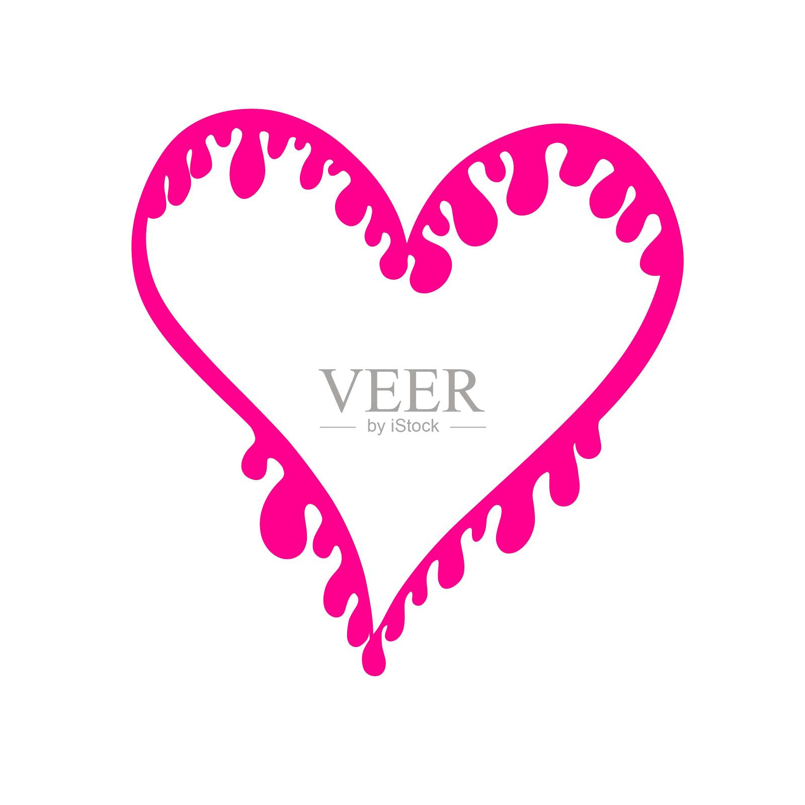 心形液体咖啡污渍形状与滴插图插画图片素材