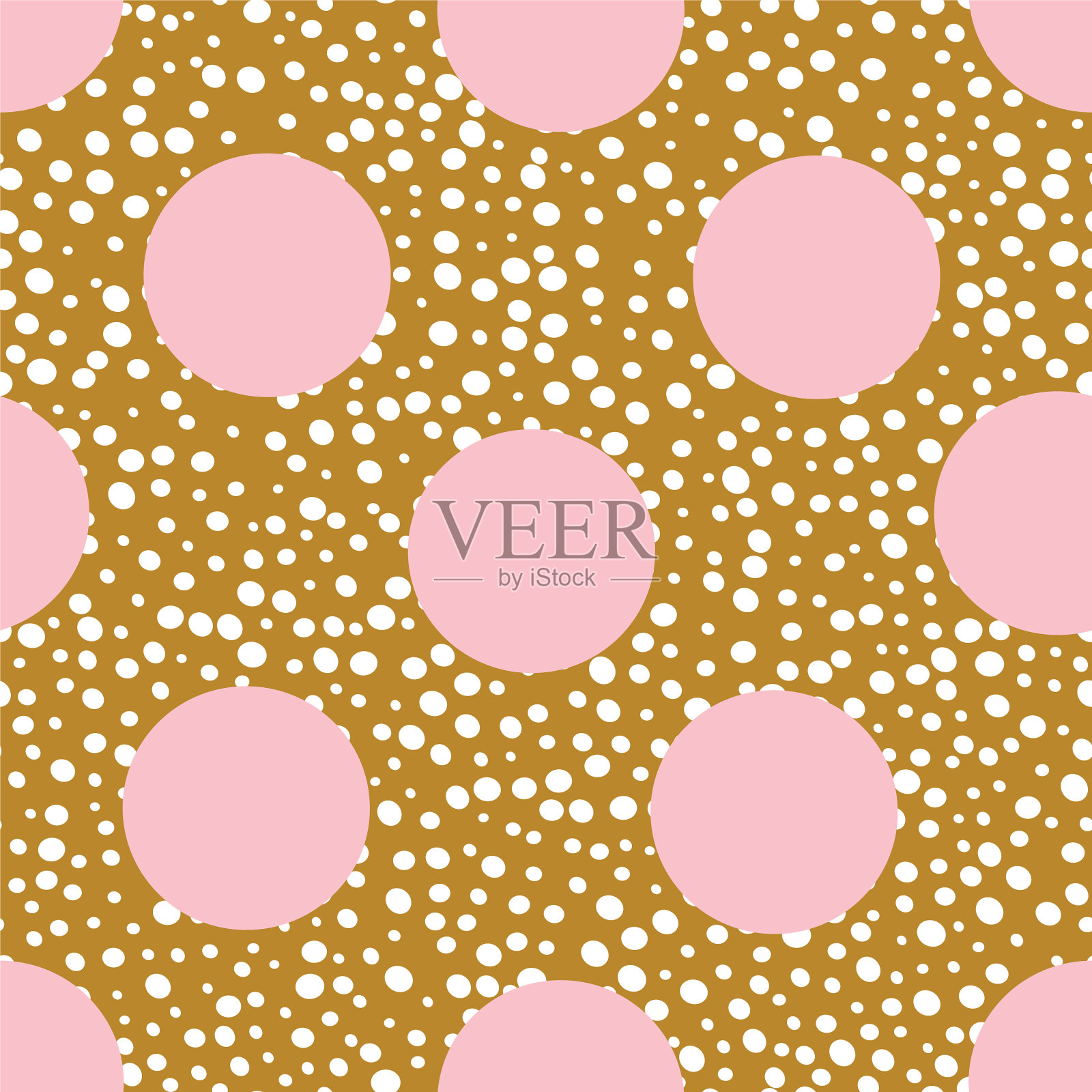 芥末和粉红色好玩的斑点圆点无缝插画图片素材