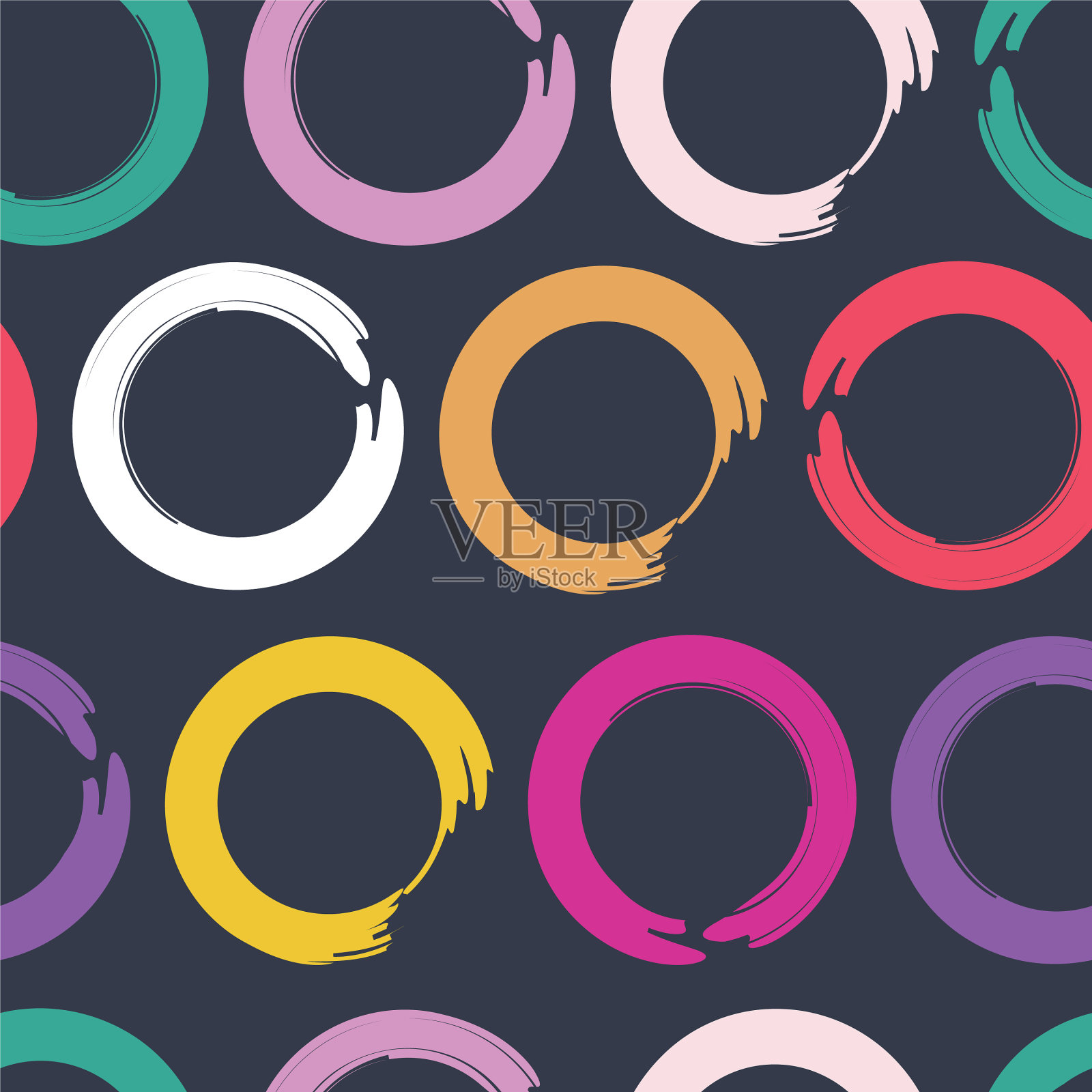 彩色的圆形笔触重复着插画图片素材