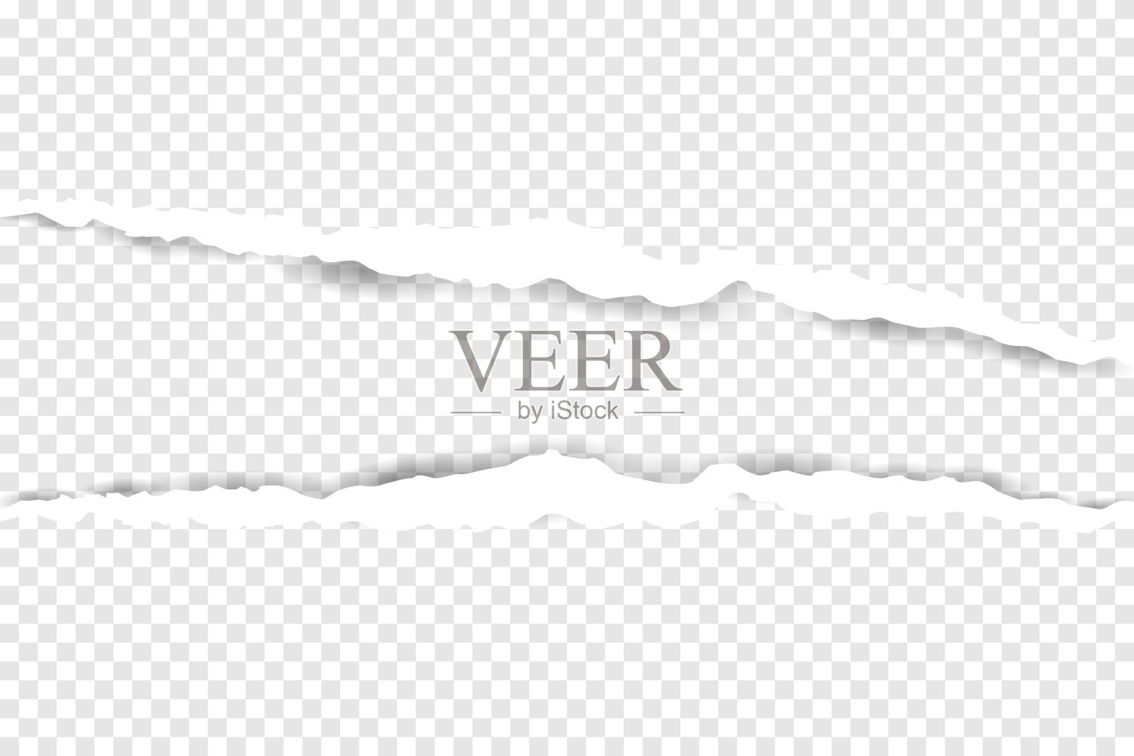 无缝撕纸边缘。撕裂纸矢量透明背景插画图片素材