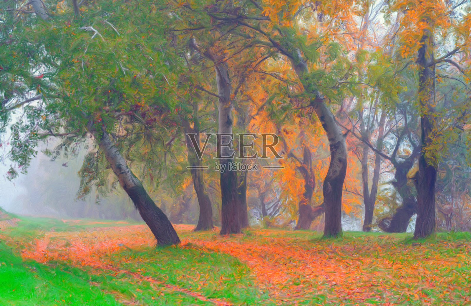 石油山水画照片摄影图片