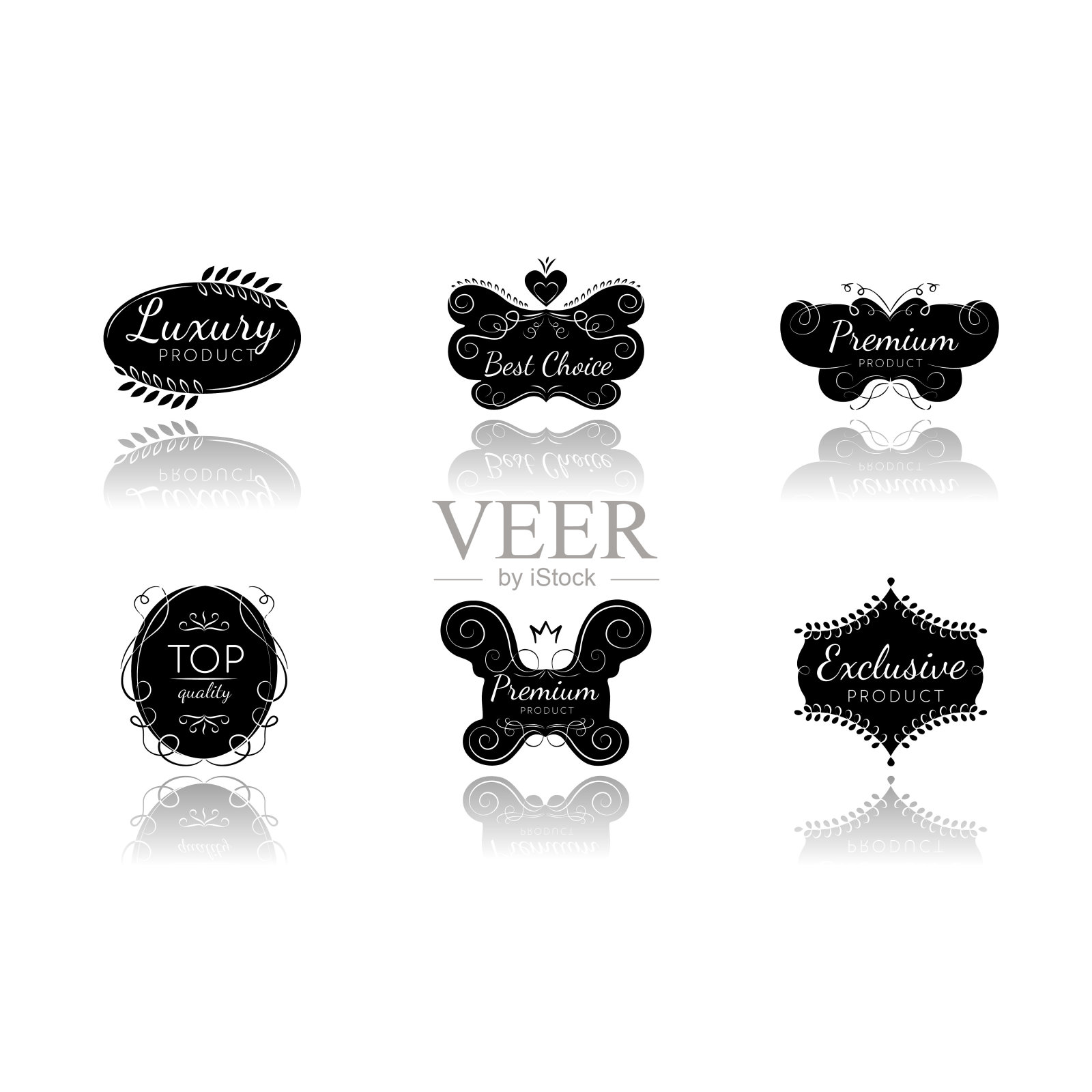 高质量的下降阴影黑色字形图标集设计元素图片