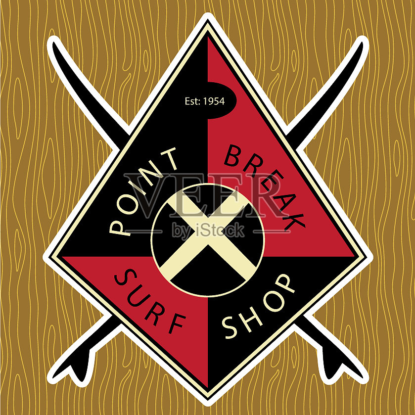 经典冲浪标志设计插画图片素材