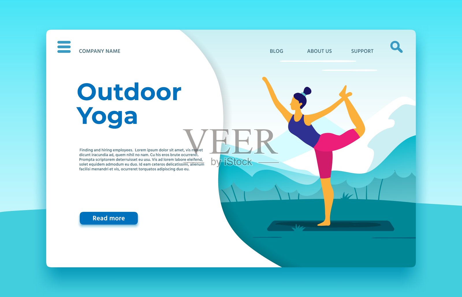 户外瑜伽课程登陆页面，户外横幅插画图片素材