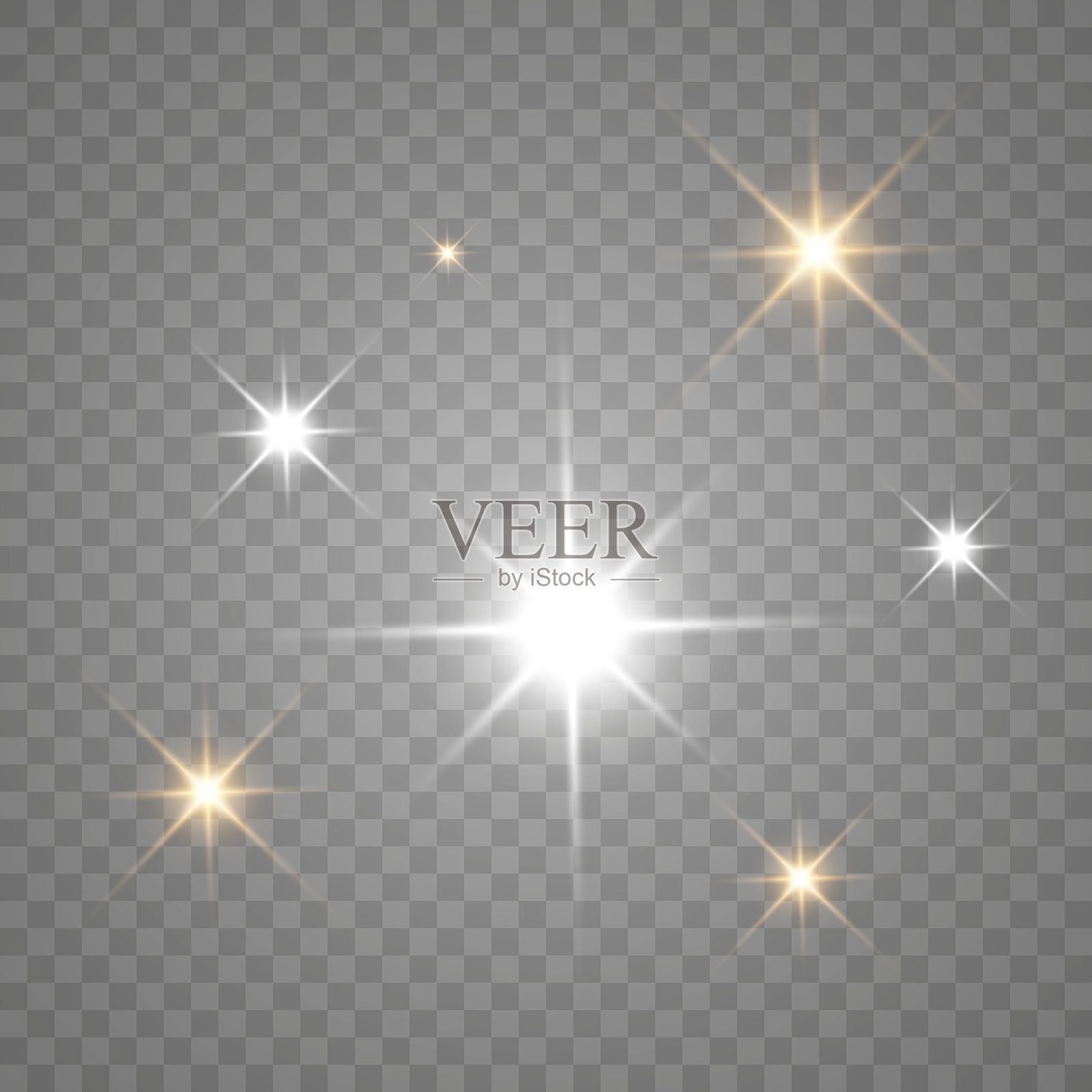 在透明的背景上独立的闪光散景。矢量图设计元素图片