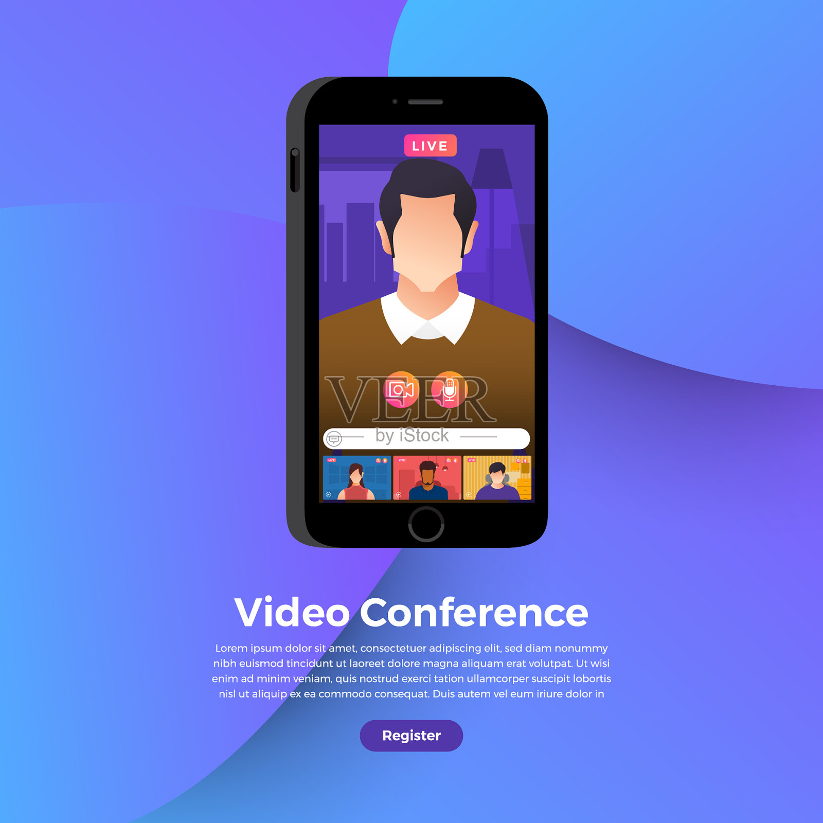 视频会议03插画图片素材