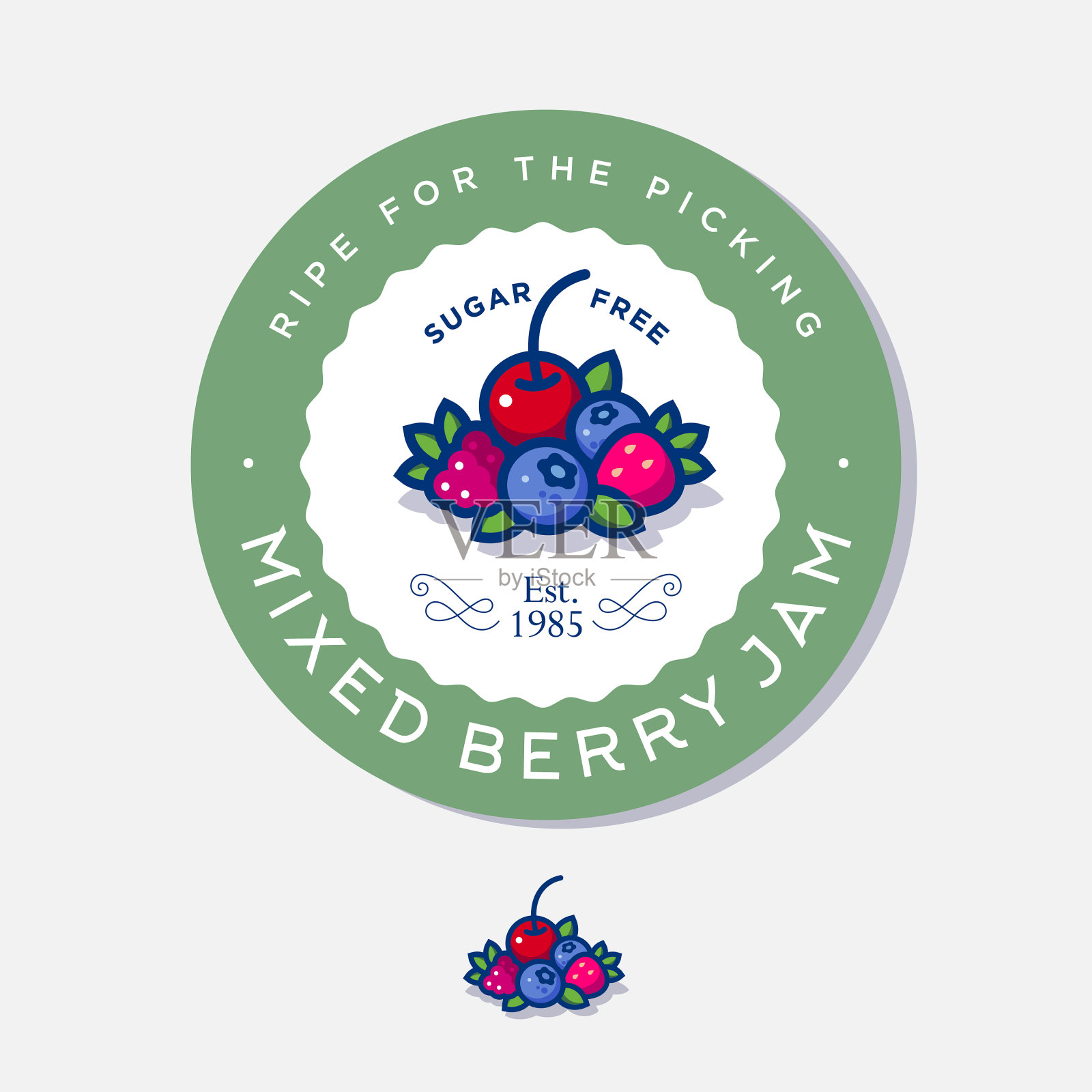 果酱混合浆果的标签插画图片素材