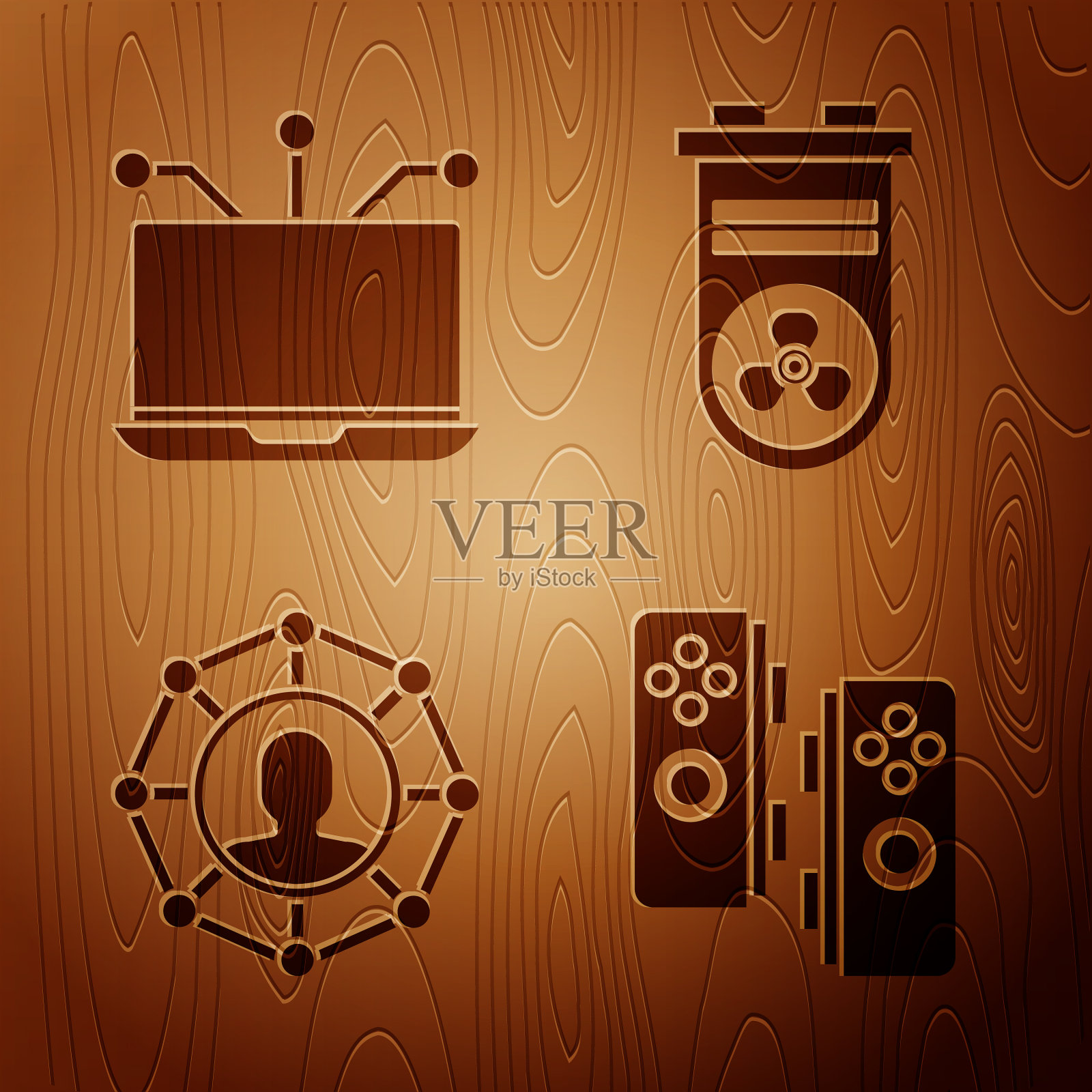 设置手柄笔记本项目团队基地和视频图标素材