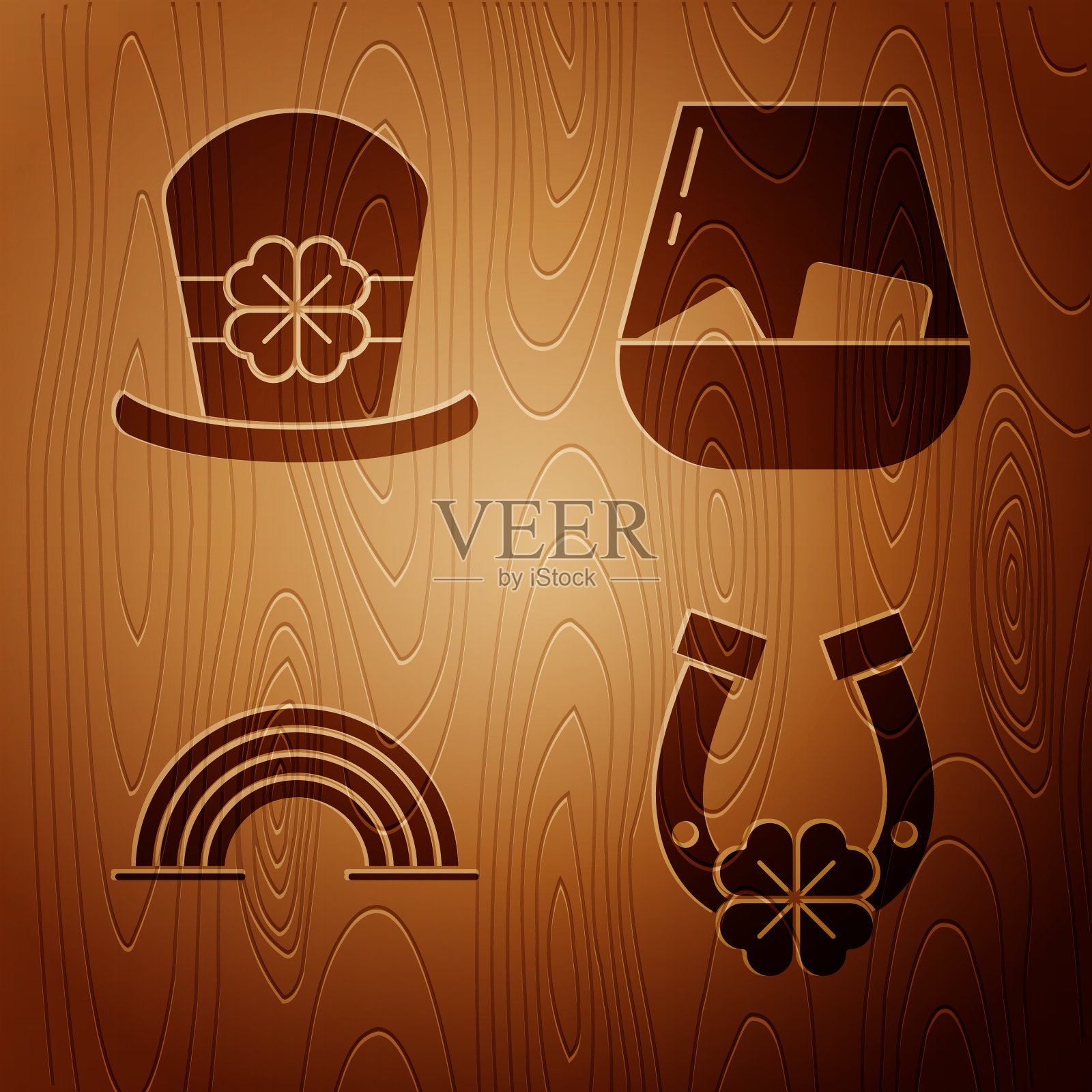 马蹄铁与四叶三叶草的小精灵图标素材