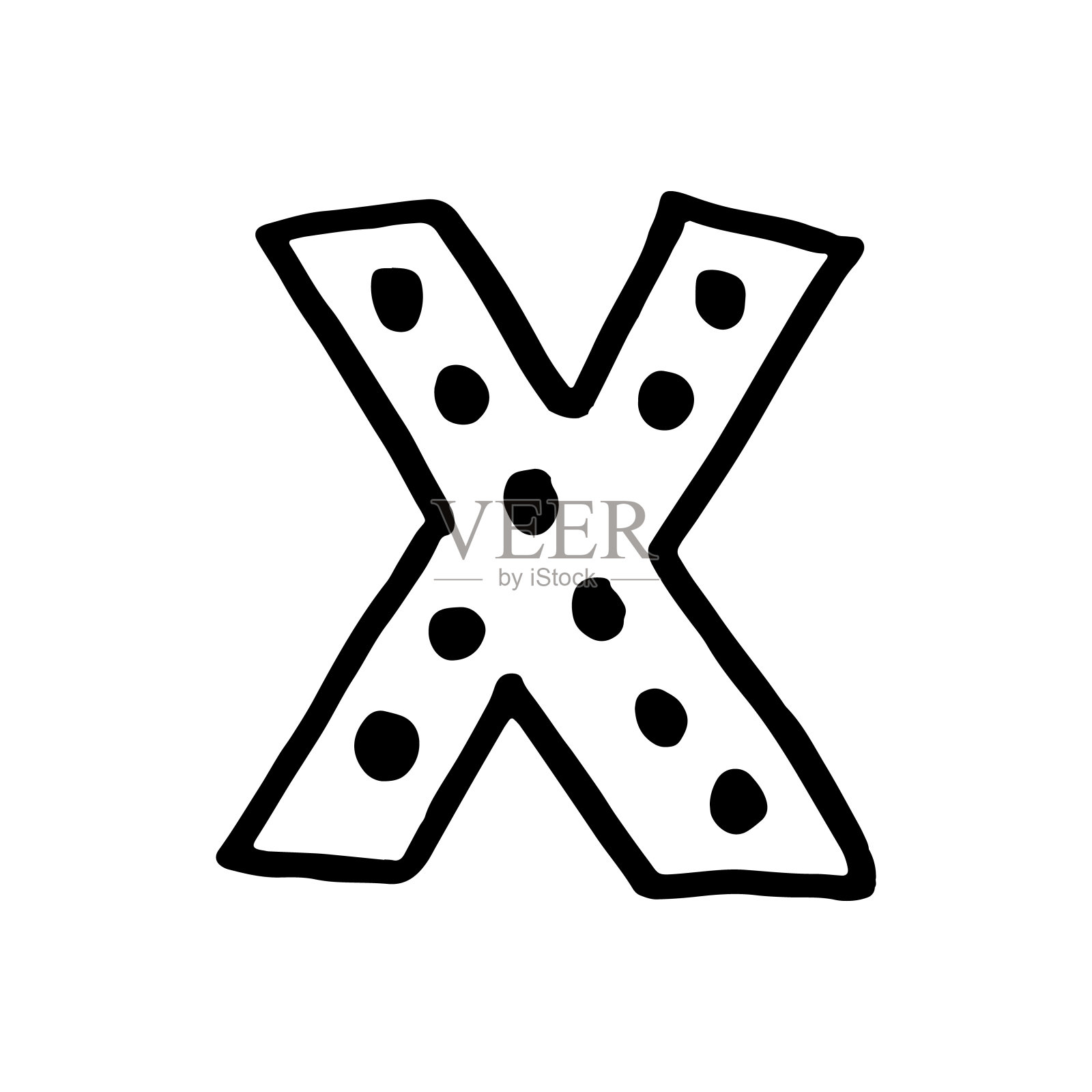 时髦的斯堪的纳维亚字母表，向量中的字母X。ABC手工刻字。北欧排版设计的海报，横幅，印刷，装饰儿童游戏室或贺卡。可爱的教育信设计元素图片