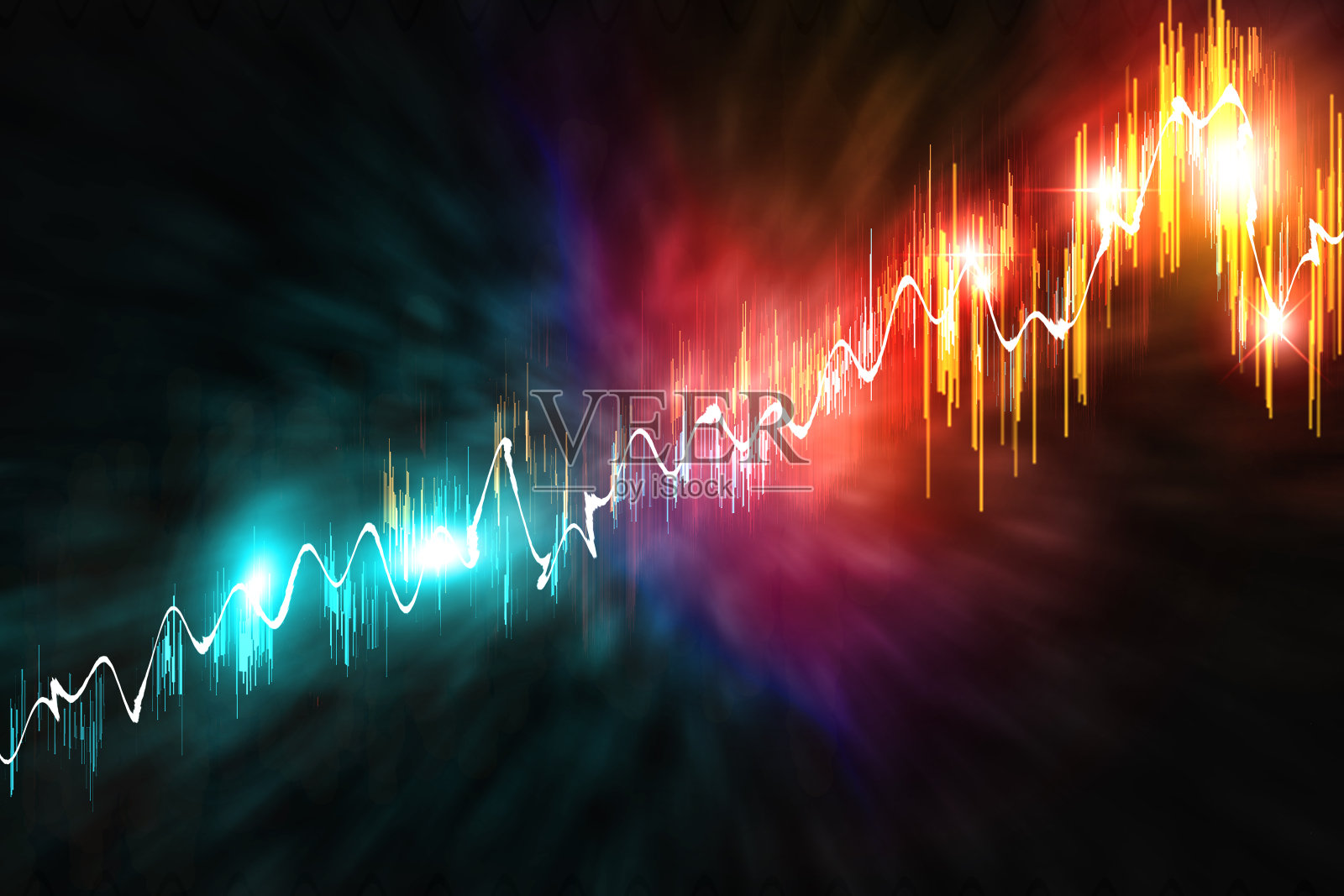 五彩缤纷的霓虹灯声波照片摄影图片