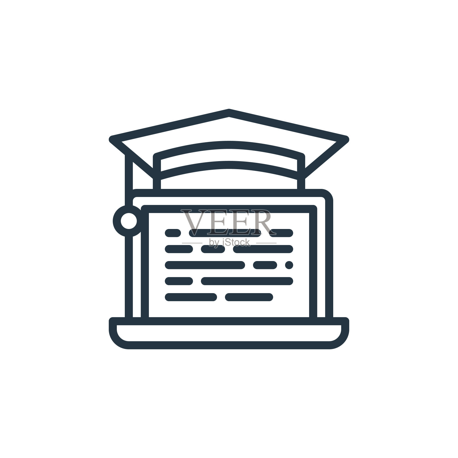 在线学习矢量图标孤立在白色背景。大纲，细线在线学习图标，用于网站设计和移动，应用程序开发。细线在线学习大纲图标矢量。插画图片素材