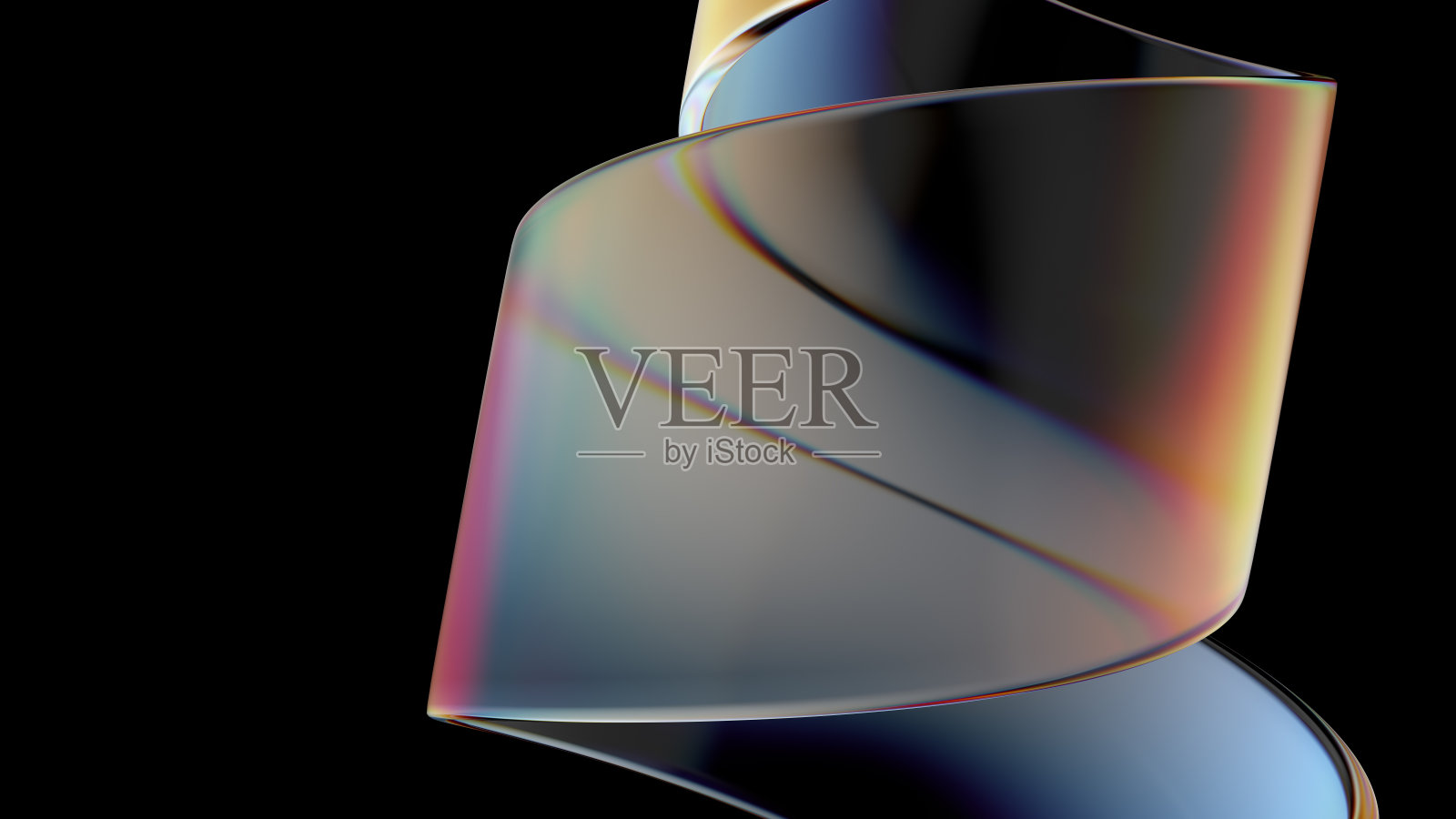 玻璃物体的三维渲染与色散和虹彩效果。照片摄影图片