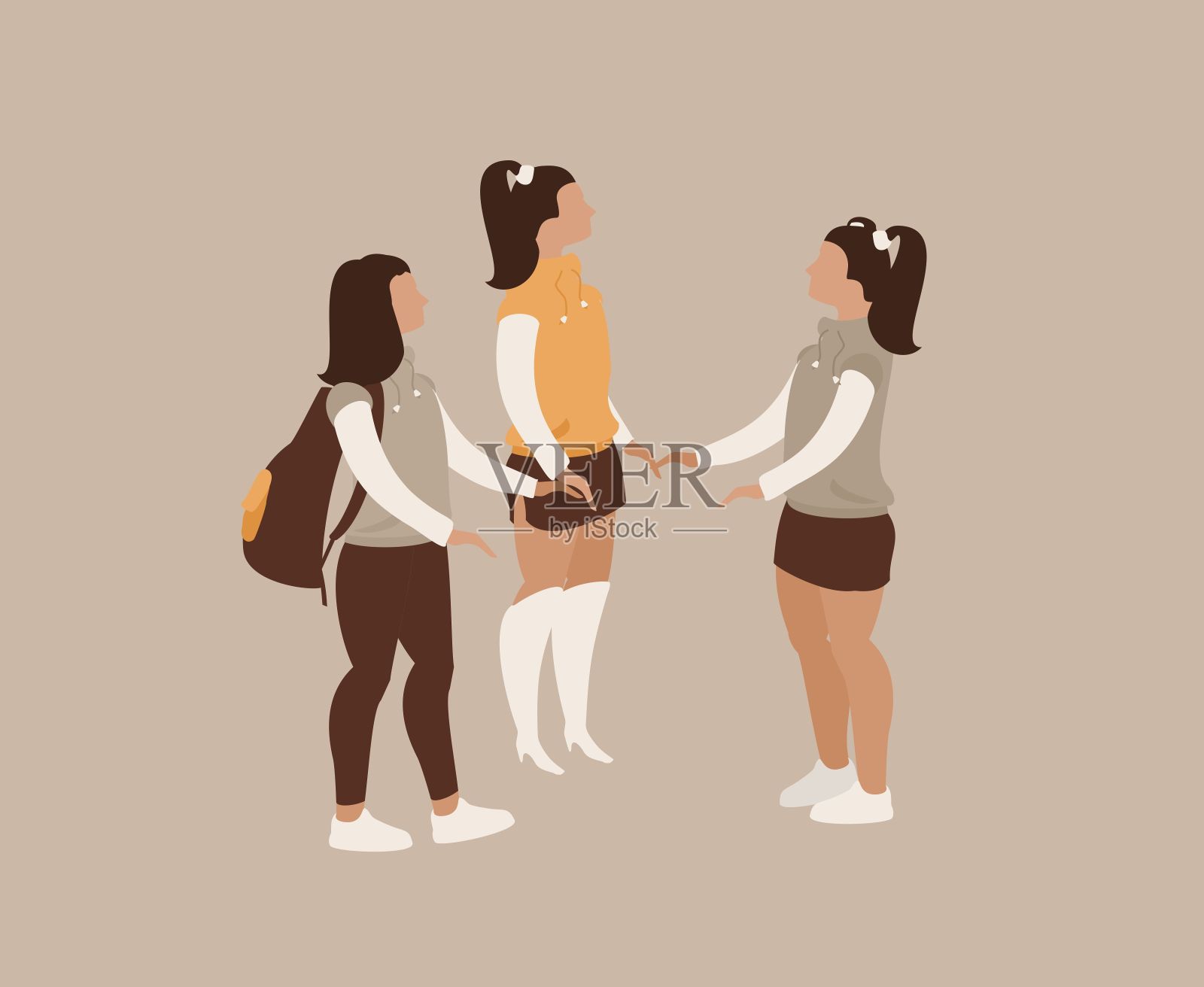 抽象现代女孩向量卡插画图片素材