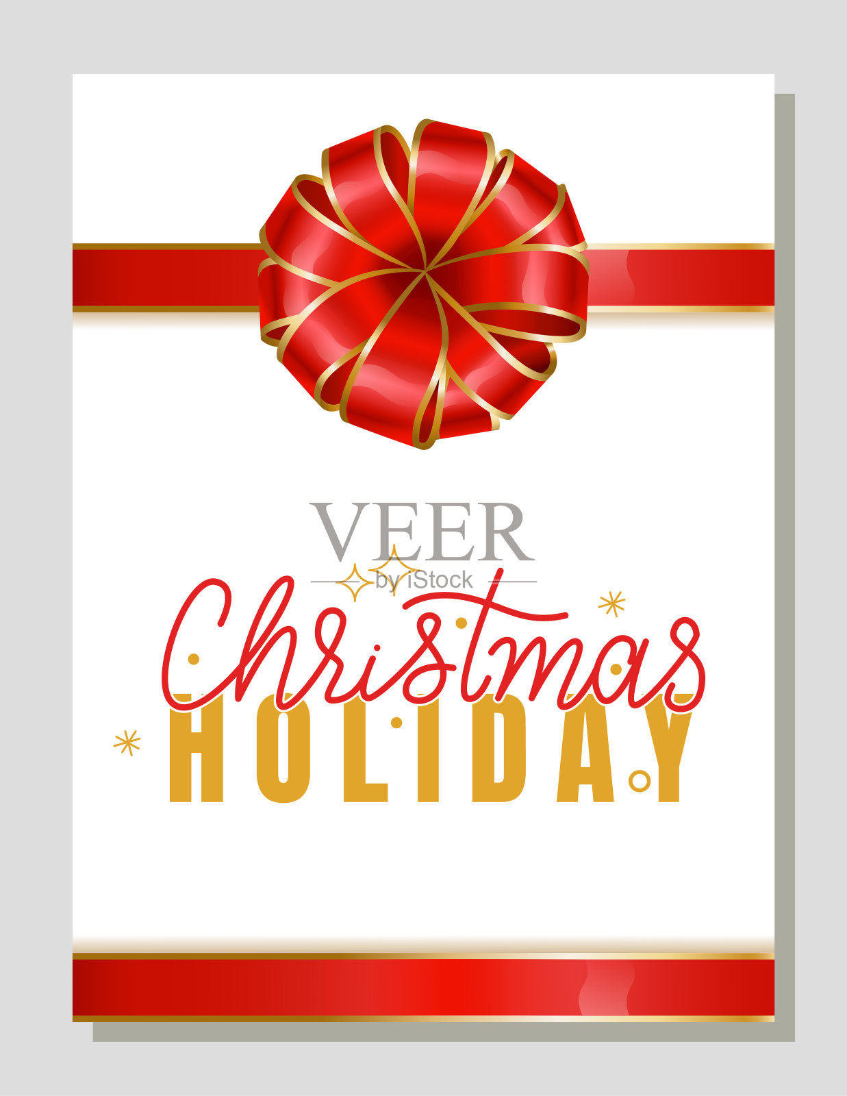 圣诞礼品卡与红丝带蝴蝶结插画图片素材