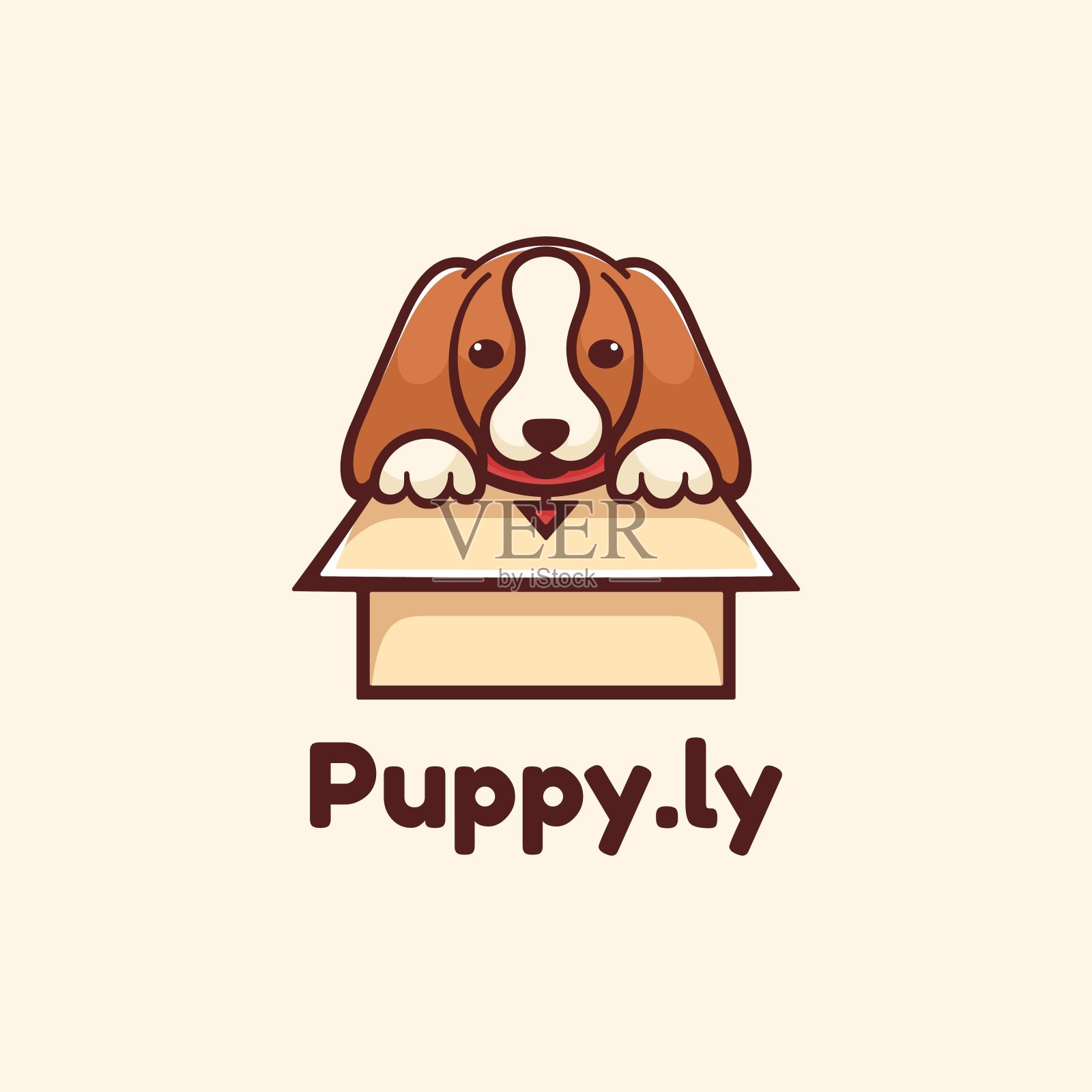 矢量插图小狗简单吉祥物风格。插画图片素材