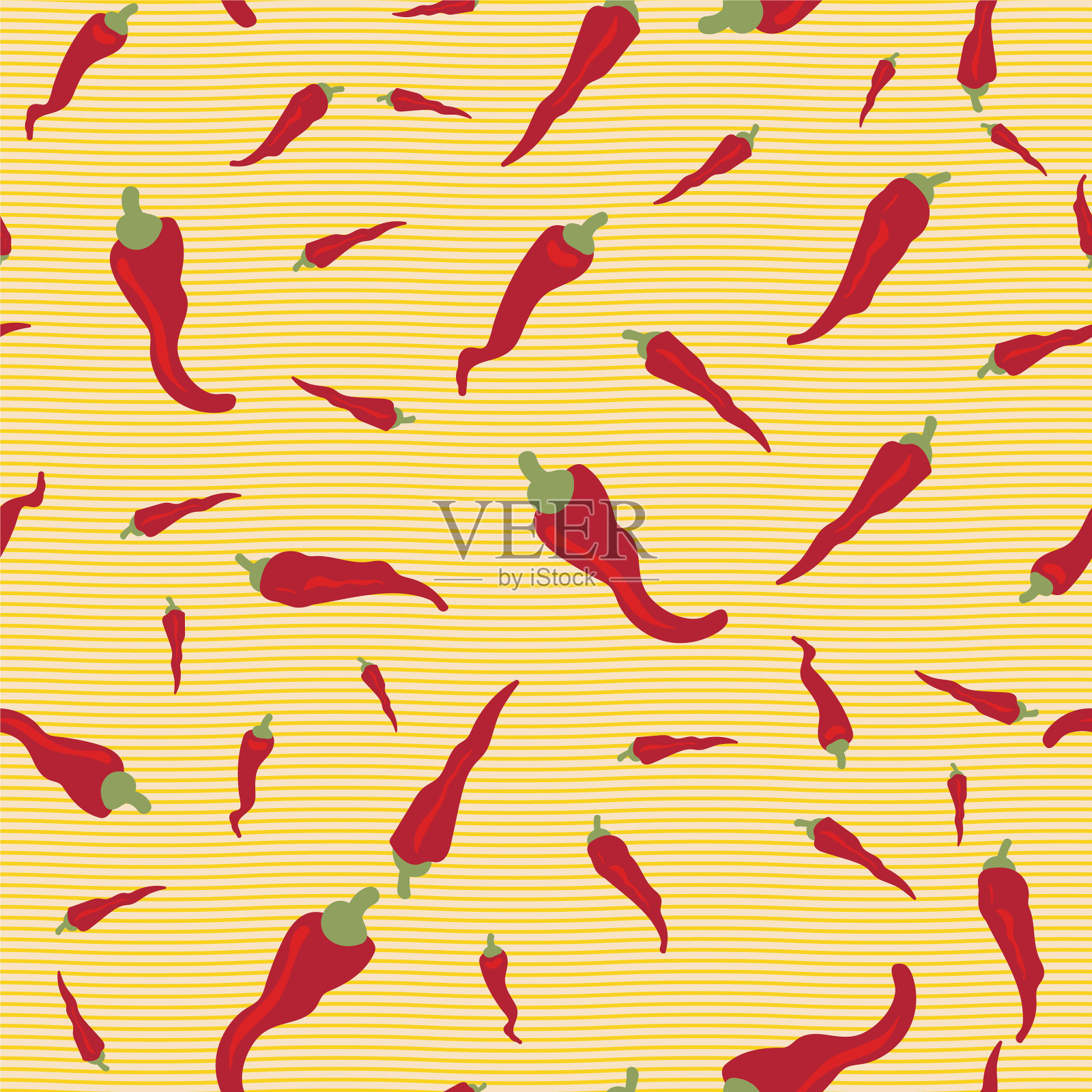 红辣椒无缝图案插画图片素材
