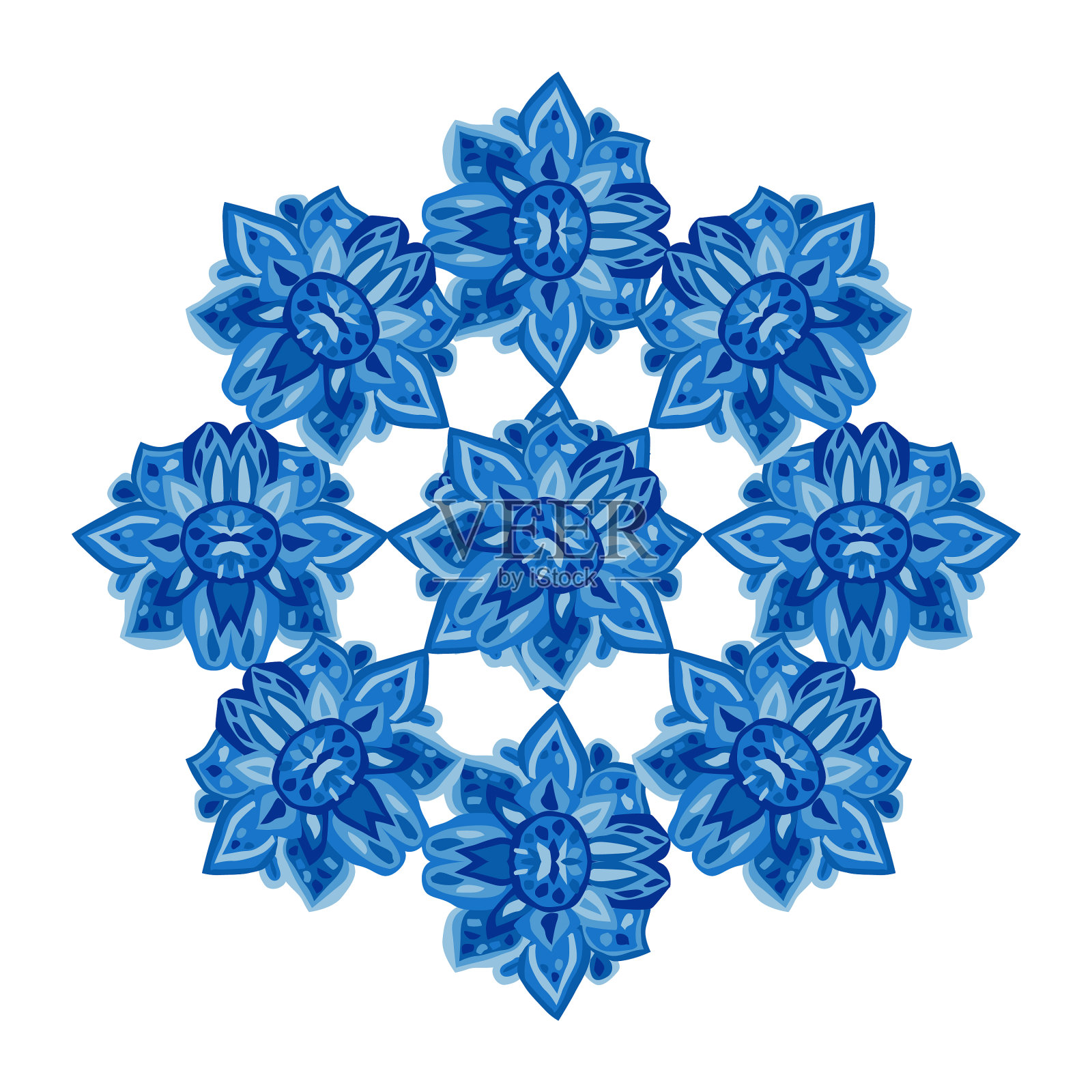 水彩花卉曼荼罗设计元素图片