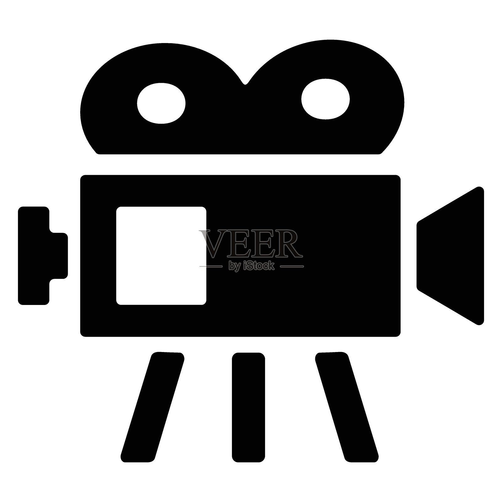 摄像机矢量图标。电影记录器，电影摄影机符号。视频拍摄，录像机。签署允许在电脑或手机上使用网络摄像头。图标素材