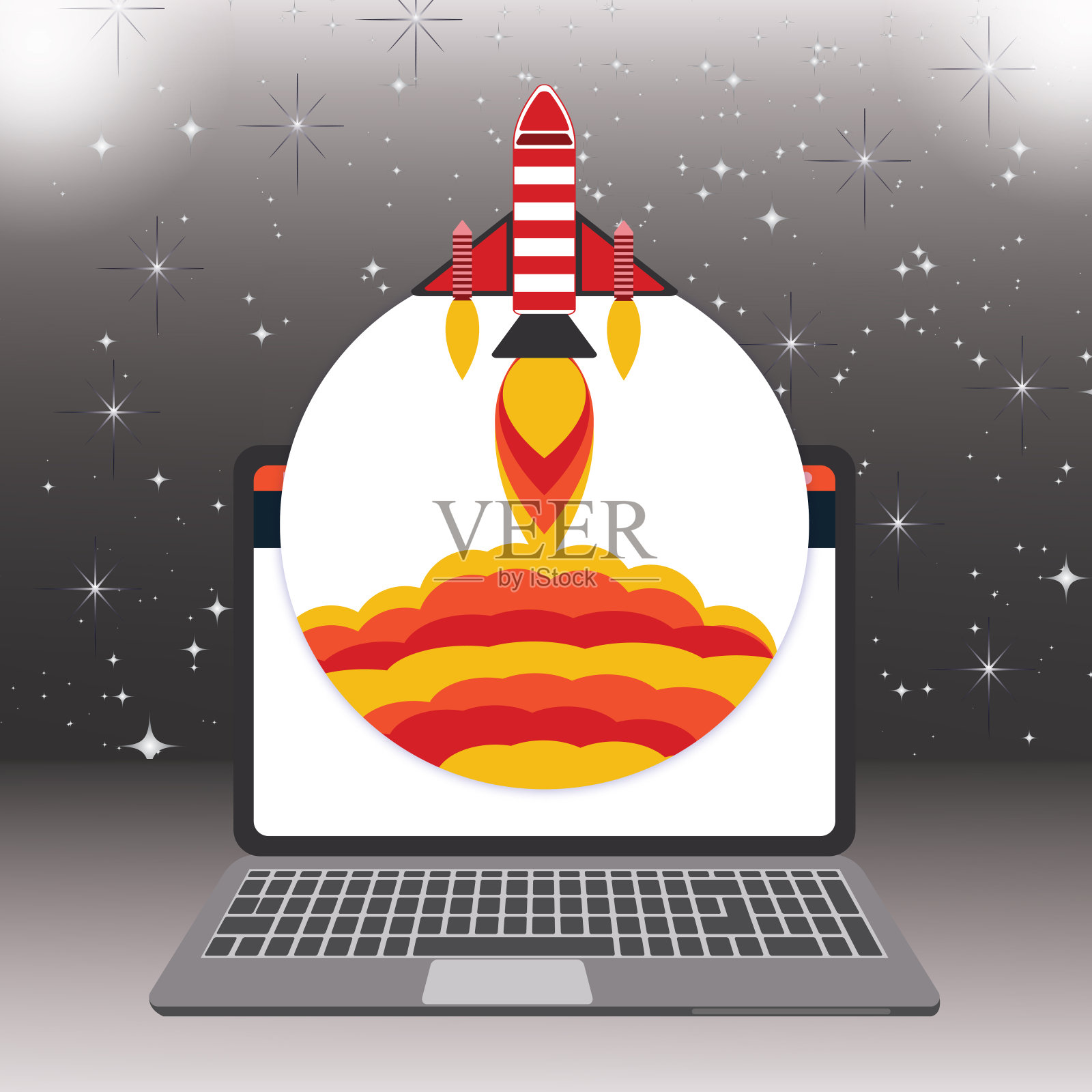 利用笔记本电脑进行创业设计插画图片素材