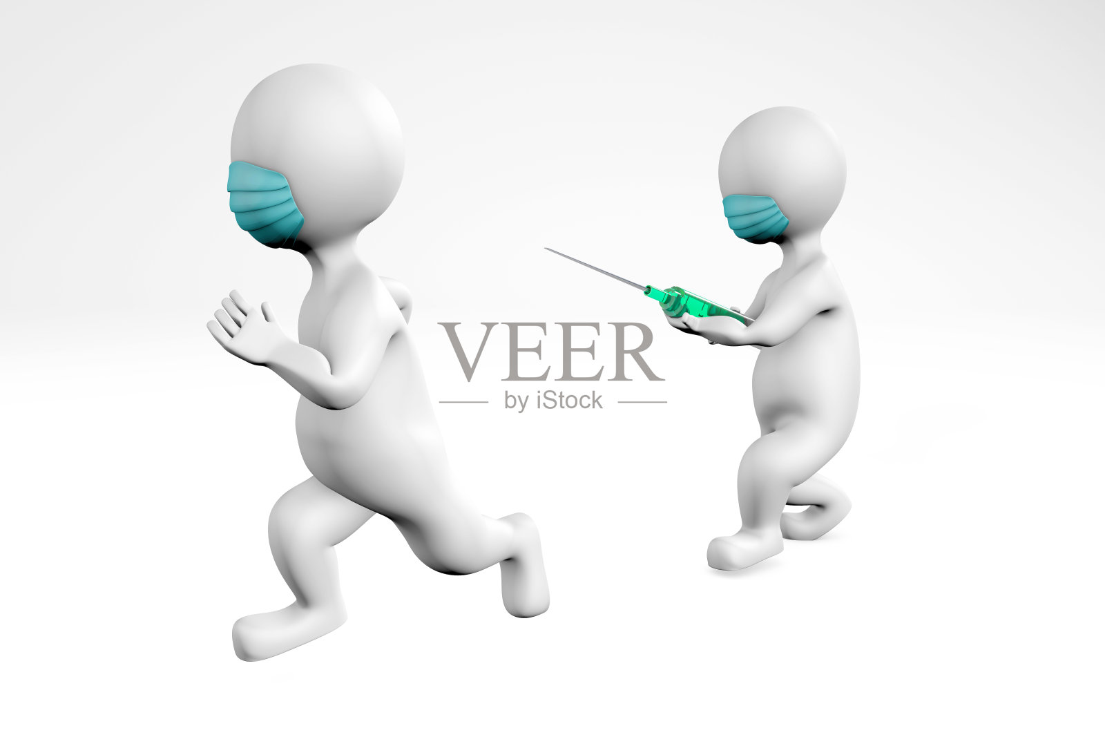 男性口罩疫苗概念3d渲染照片摄影图片