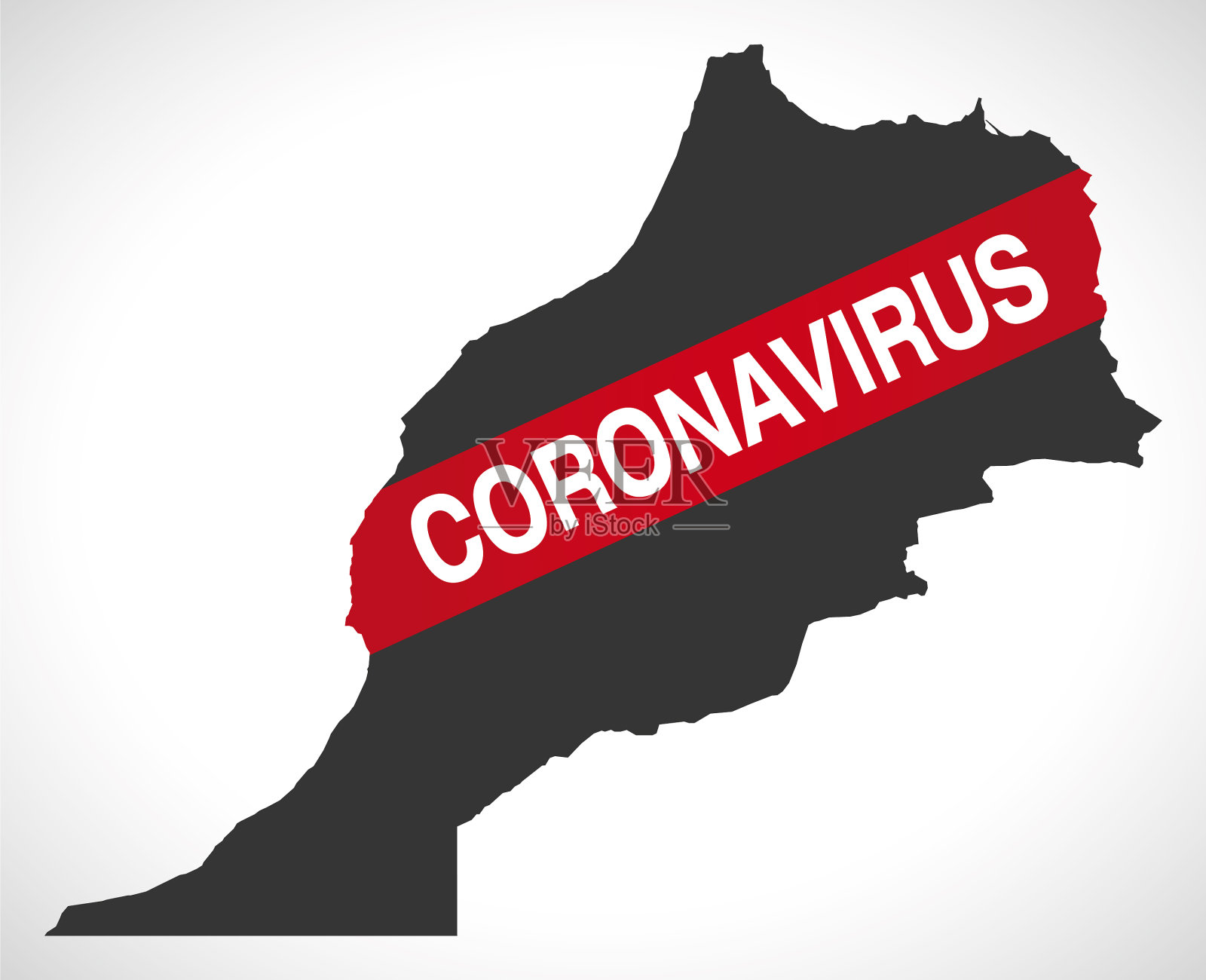 摩洛哥地图与冠状病毒警告插画图片素材