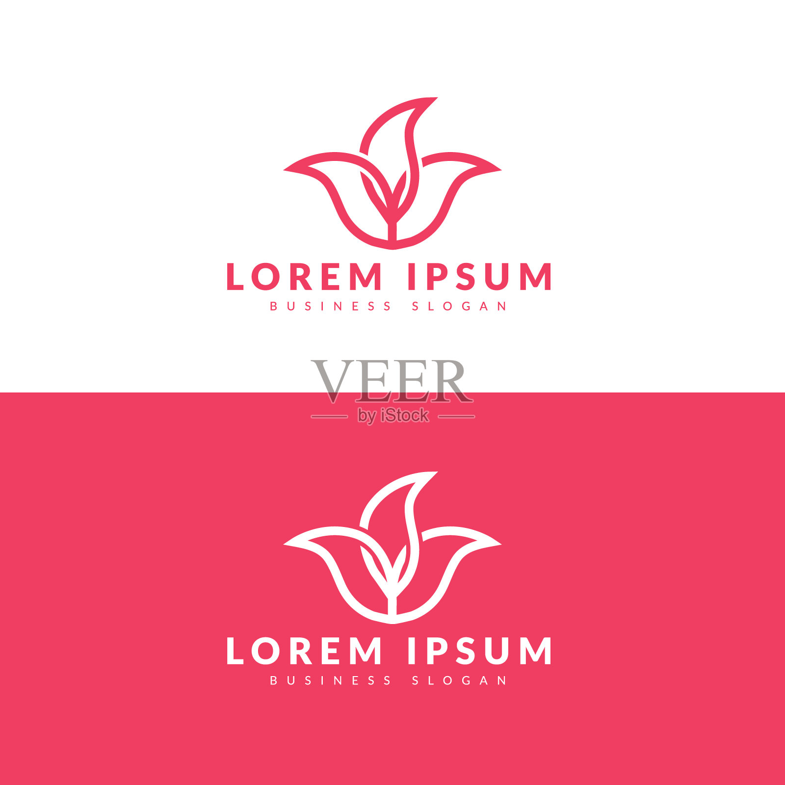 花卉抽象标志设计矢量模板线性风格。插画图片素材