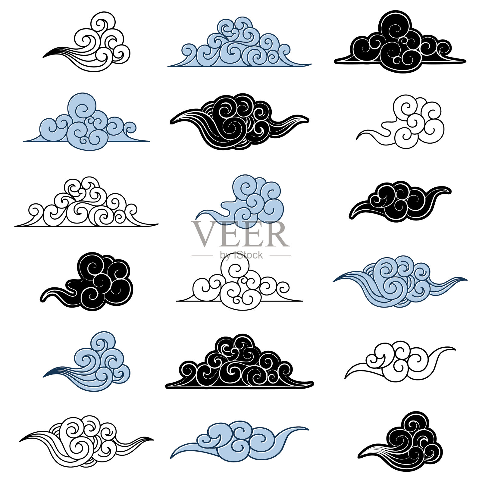 亚洲日本云图标设置图标素材