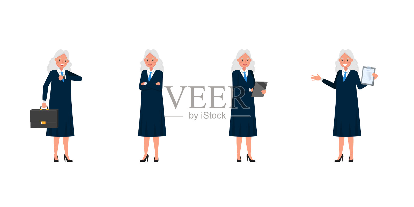 评判女性角色向量设计。在各种动作中的表现。插画图片素材