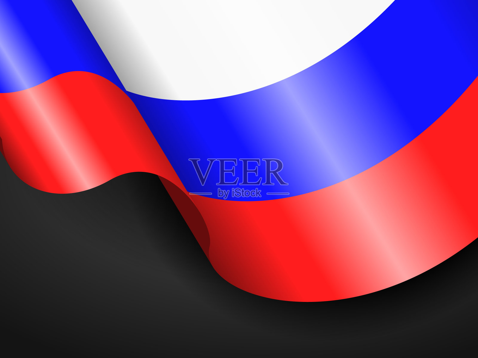 在黑色旗帜上挥舞俄罗斯国旗插画图片素材