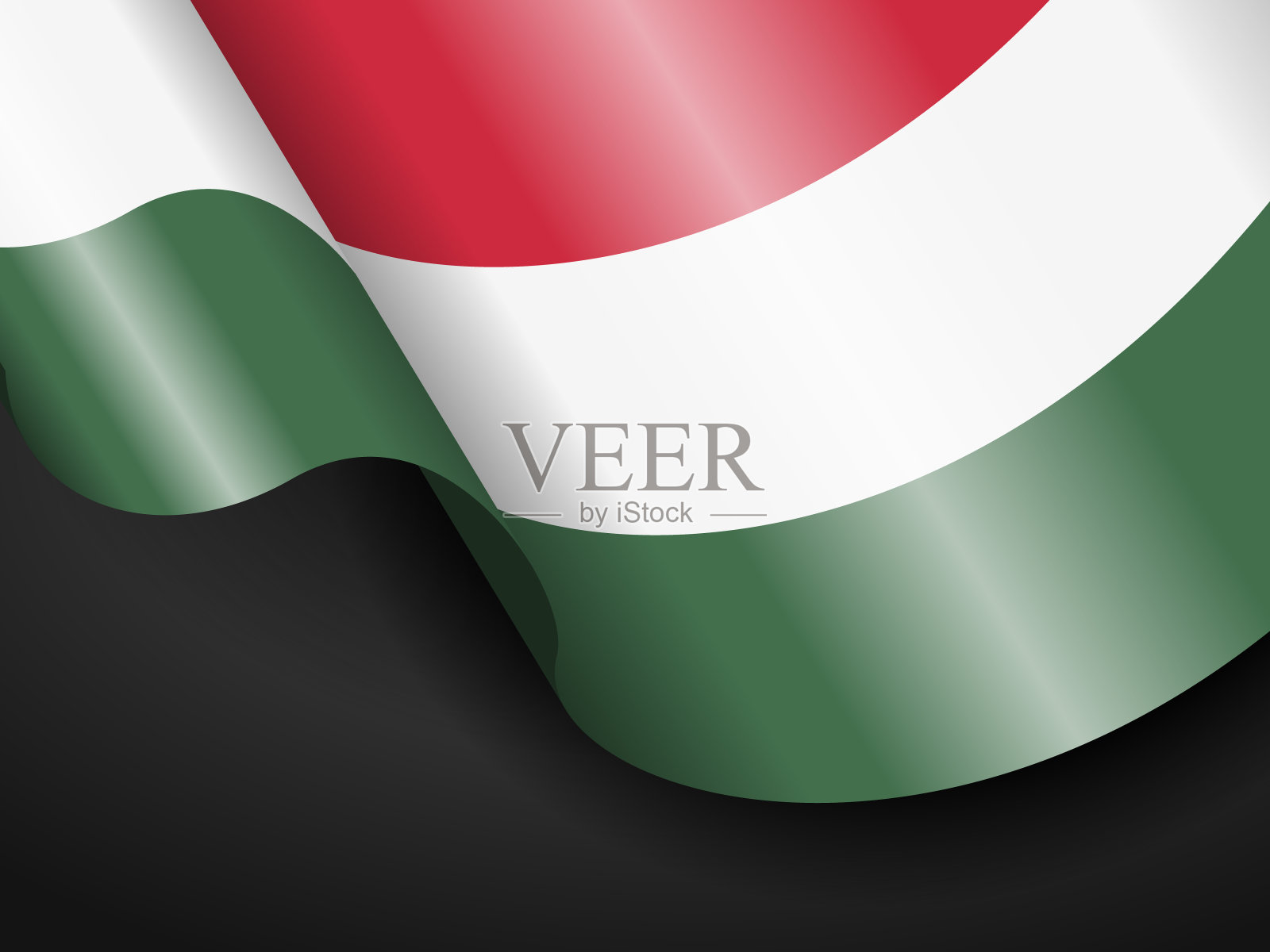 在黑色旗帜上挥舞匈牙利国旗插画图片素材