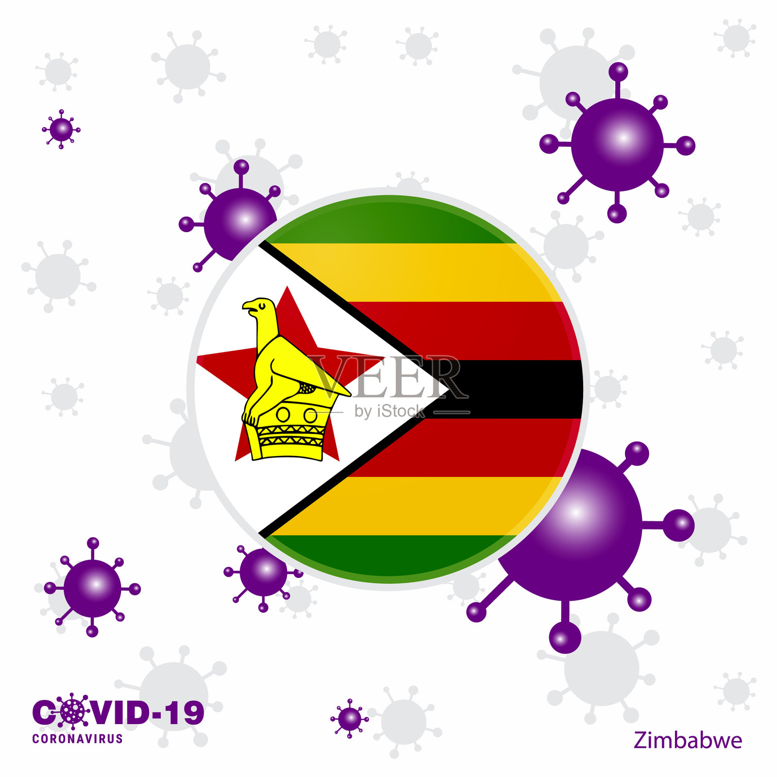 为津巴布韦COVID-19冠状病毒字体祈祷插画图片素材