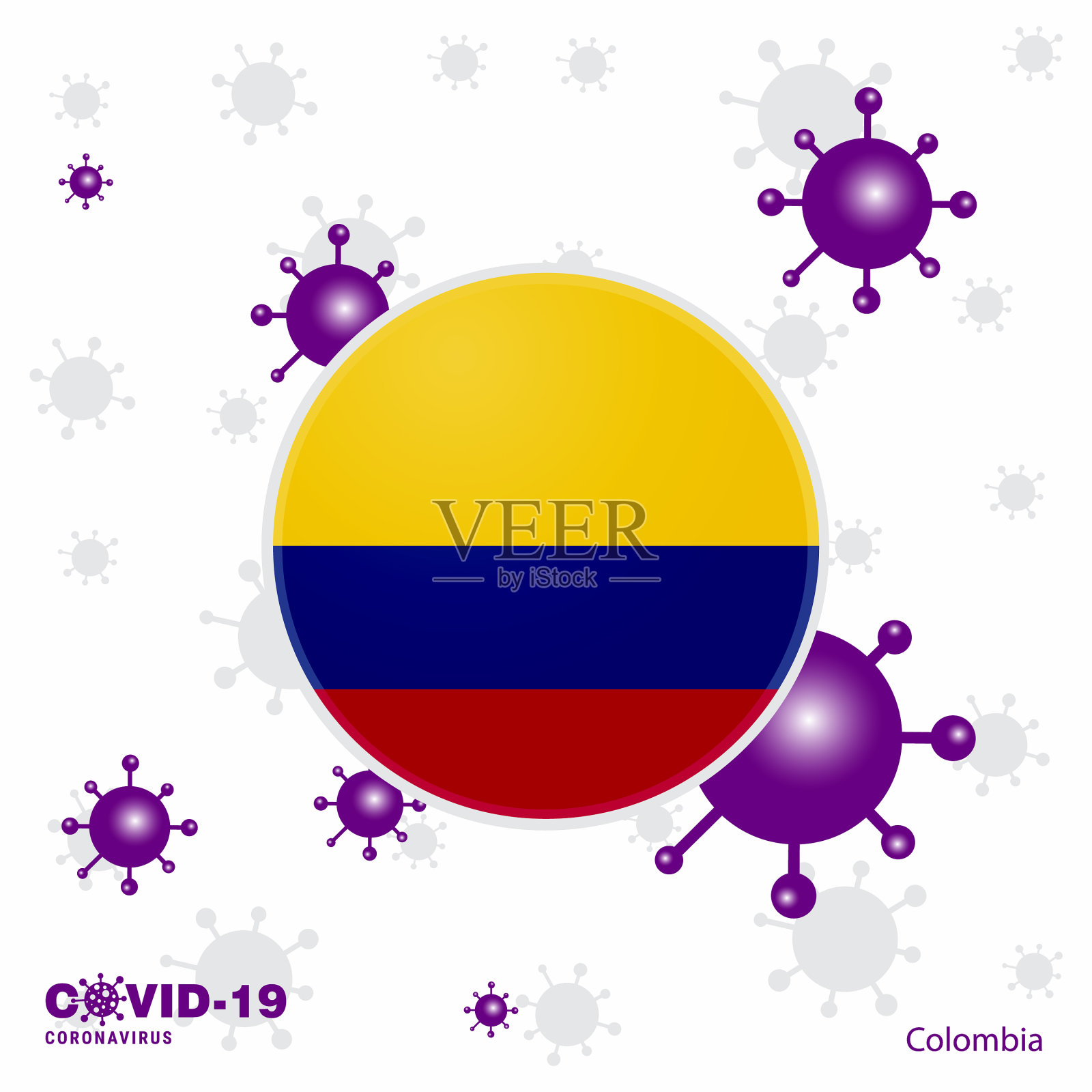 为哥伦比亚COVID-19冠状病毒字体祈祷插画图片素材